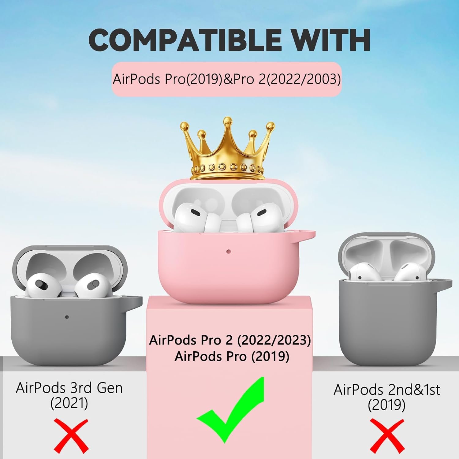 for AirPods Pro 2nd/1st Gen Case Cover 2023/2022/2019 with Cleaner Kit,Soft Silicone Protective Cover for Apple AirPod Pro 2 Generation Charging Case,AirPods Pro Case with Keychain-Pink - Image 3