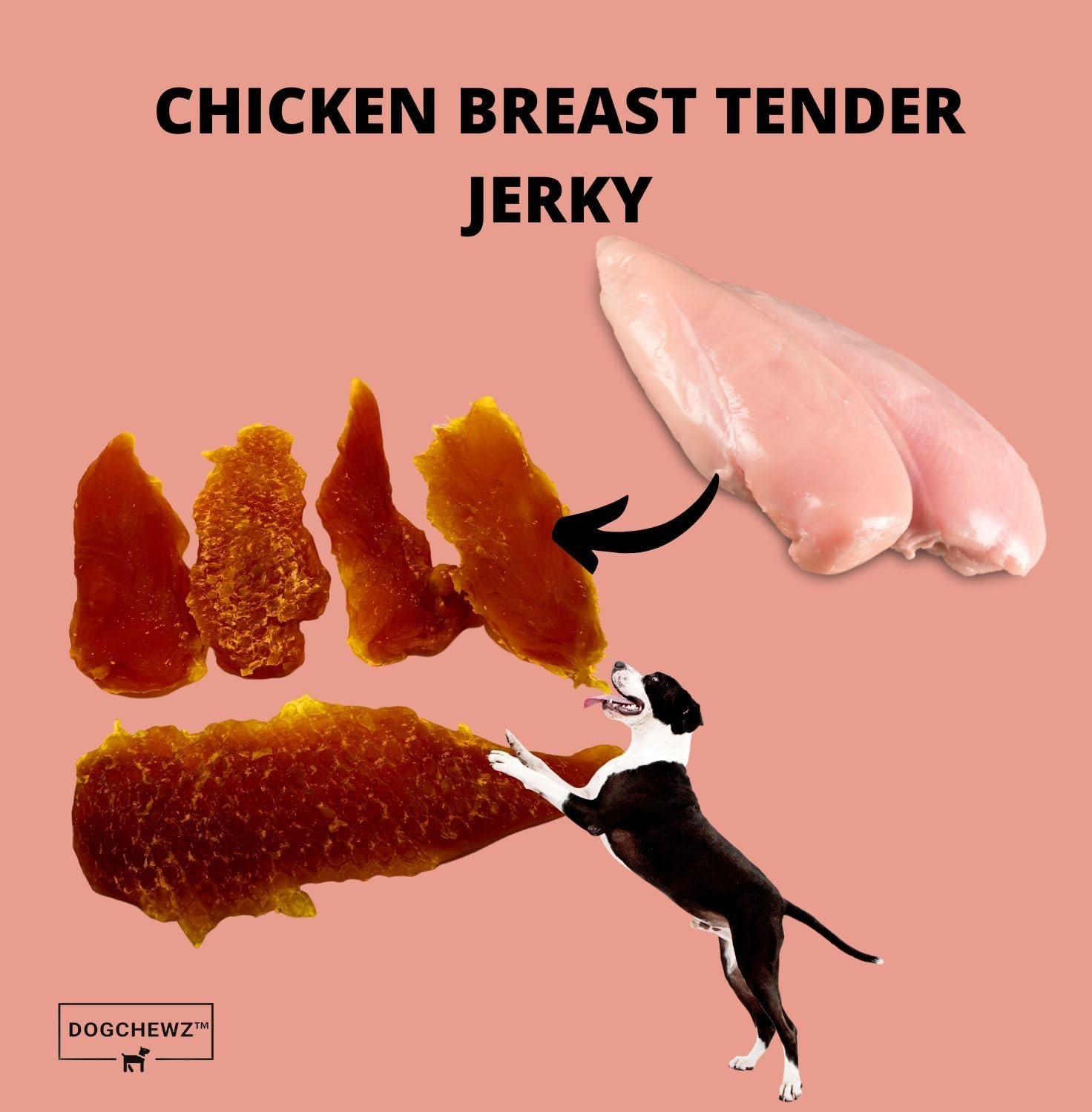 DOGCHEWZ™ Premium Chicken Breast Tender Jerky for Dogs All Natural Human Grade Dog Chew (1 LB Bag) - Single Ingredient - No Artificial Flavors or Preservatives - Whole Dehydrated Chicken - Image 3
