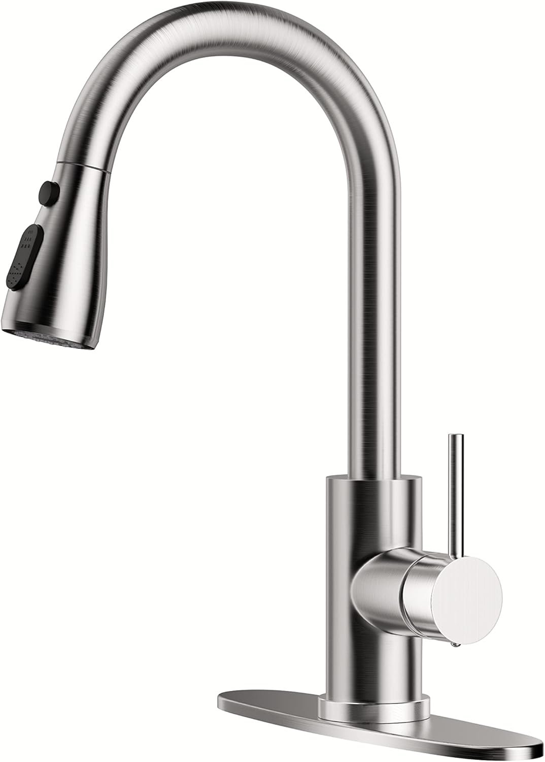 Kitchen Faucet with Pull-Down Spray Single Handle high arc Commercial Stainless Steel Brushed Nickel Kitchen Sink Faucet with Deck Suitable for bar Laundry RV Farmhouse (Brushed Nickel) - Image 2