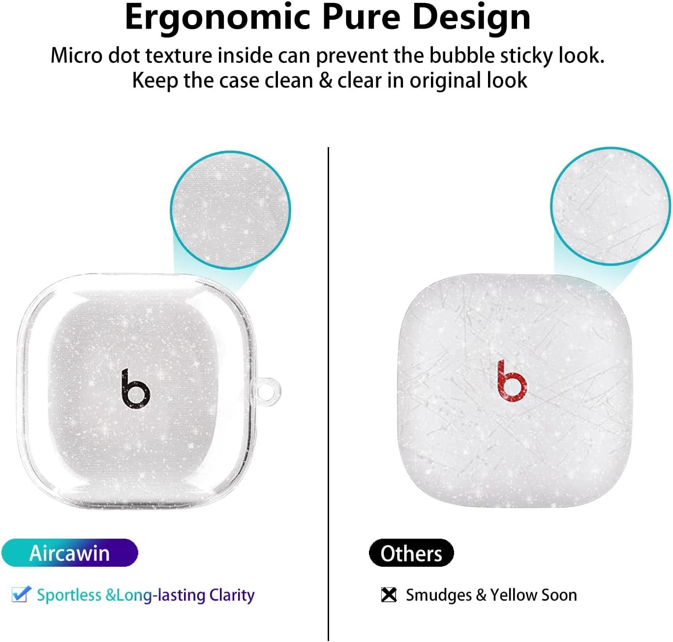 for Beats Fit Pro Case Clear Glitter,Sparkly Bling Clear Case for Apple Beats Fit Pro Case Cover 2021,Shockproof Full Protective Soft TPU Case for Beats Fit Pro with Carabiner Women-Glitter - Image 5