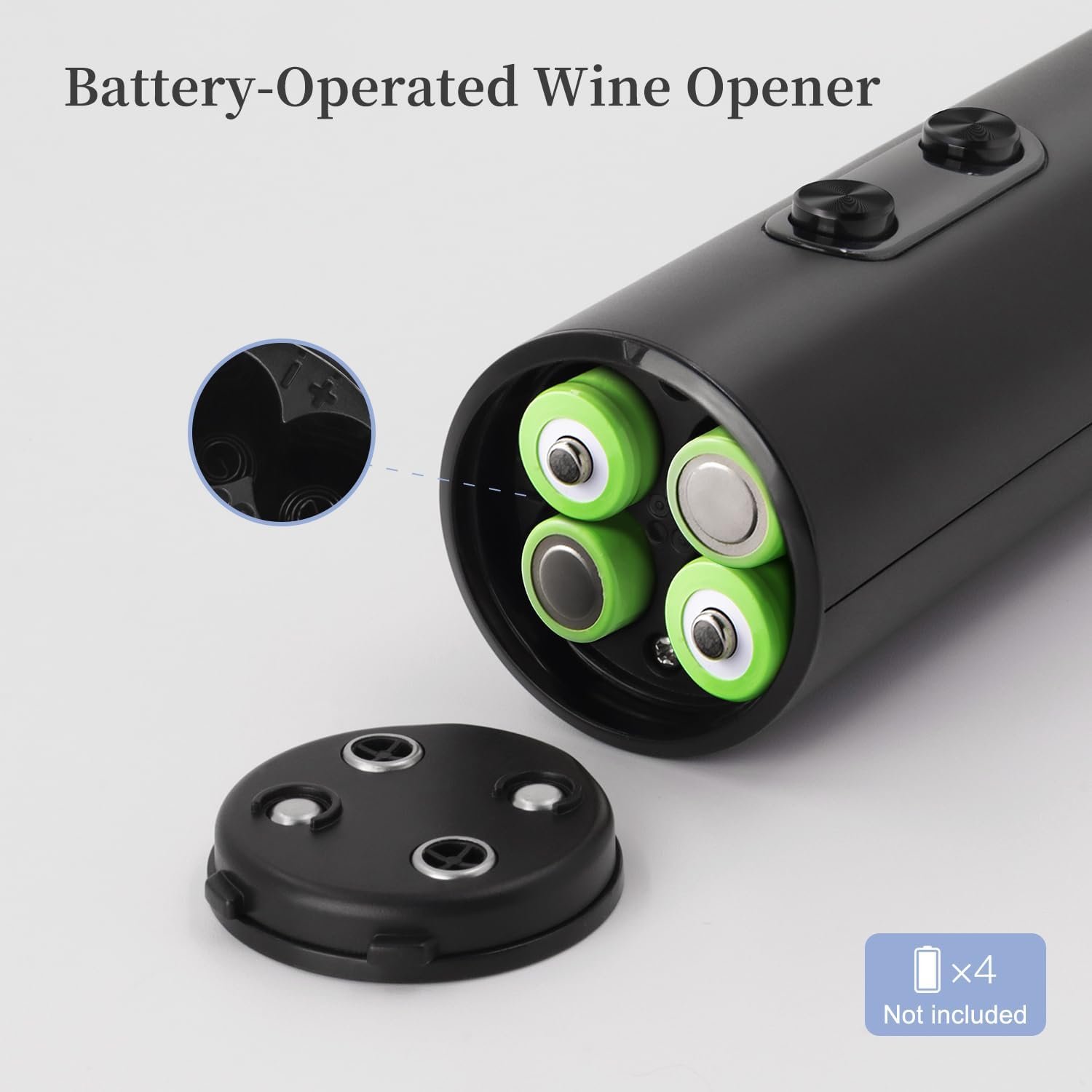 Electric Wine Opener Set, Battery Operated Wine Bottle Opener with Storage Base, Wine Corkscrew Remover, Automatic Wine Opener Accessories for Home Bars(Black, 4 x AA Batteries Not Included) - Image 4