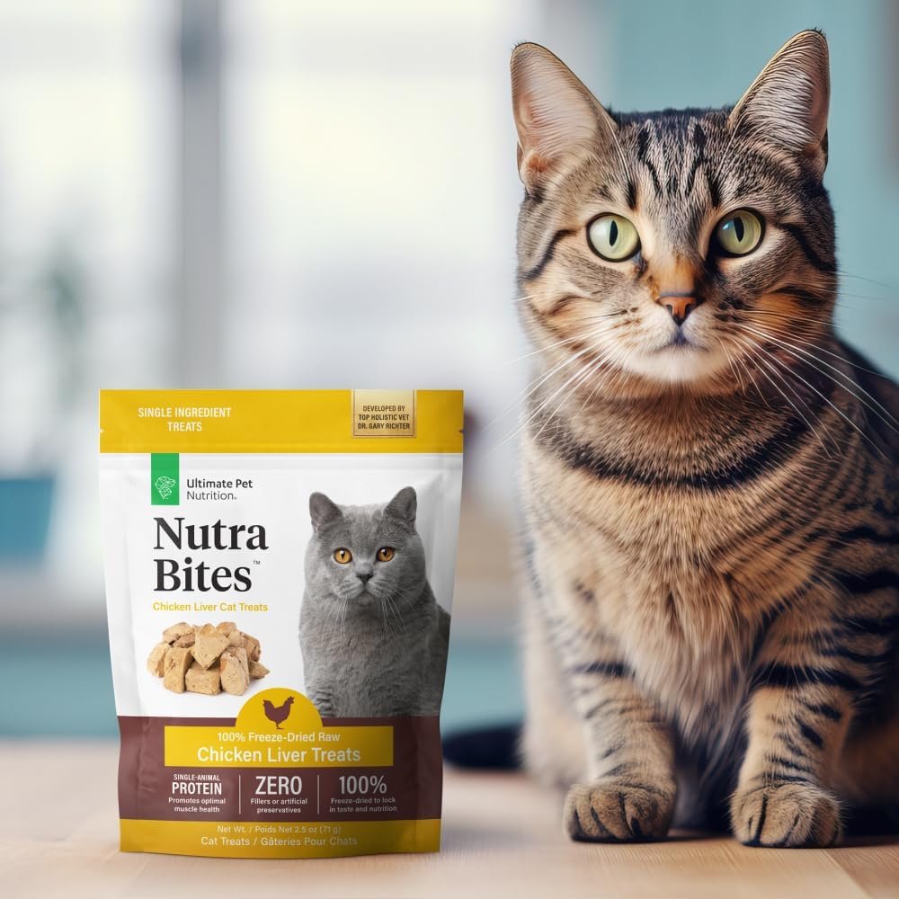 ULTIMATE PET NUTRITION Nutra Bites for Cats, Freeze Dried Raw Treats, Single Ingredient, Grain Free, (2.5oz, Chicken Liver) - Image 5