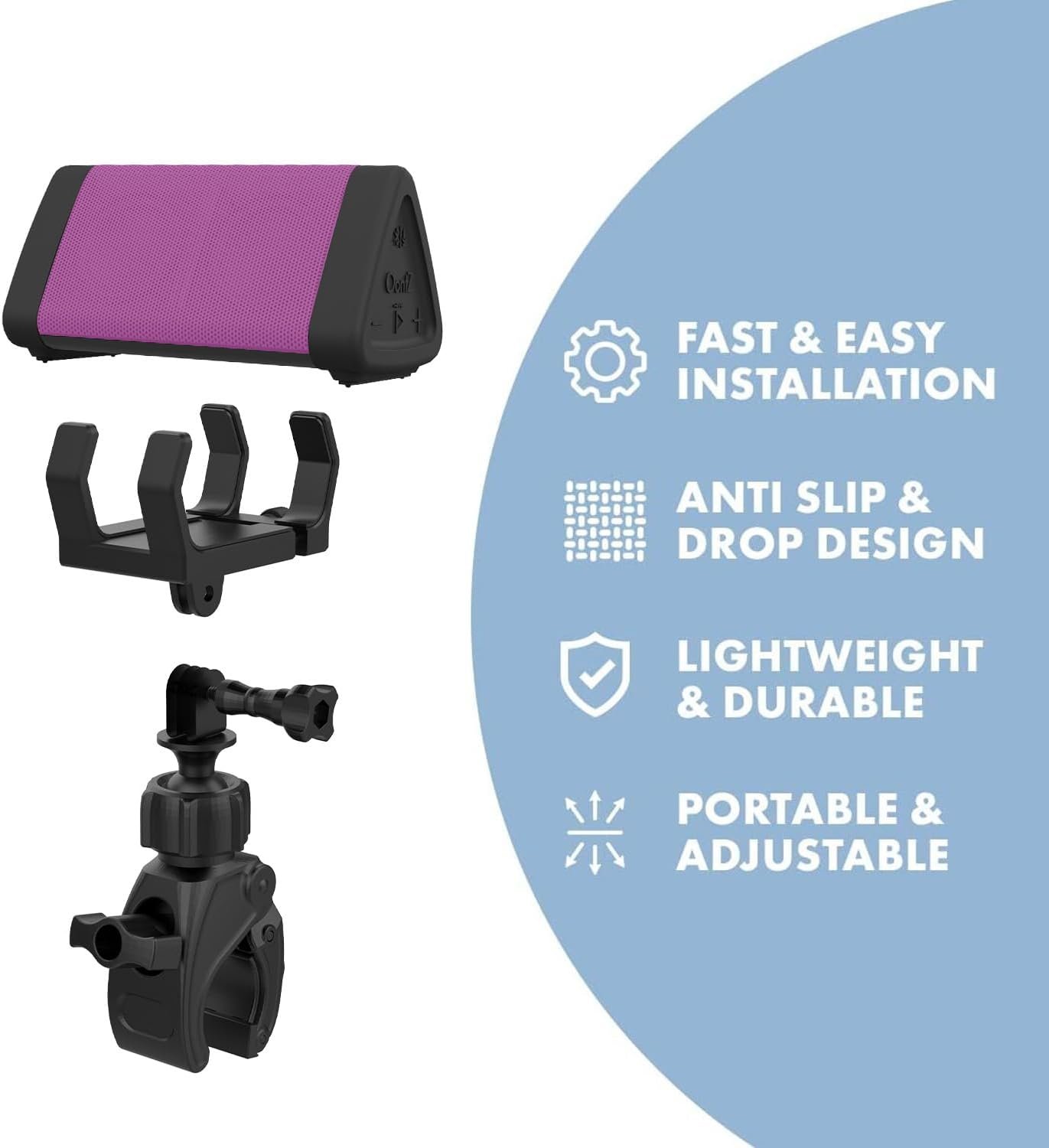 OontZ Angle 3 Pink Bluetooth Speaker with Bracket and Clamp Mount, Portable IPX5 Waterproof Speaker - Image 4