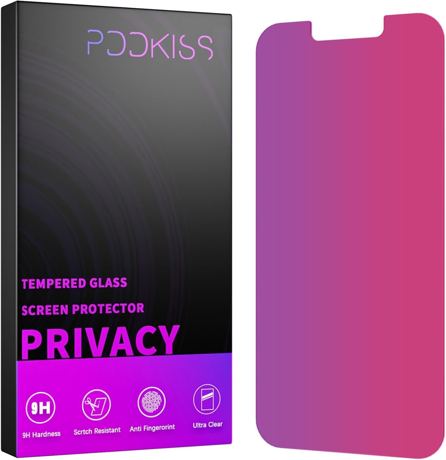 Compatible for iPhone 12/iPhone 12 Pro Privacy Screen Protector Tempered Glass 6.1 Inch, Pink Gradient Anti Spy Anti Blue Light HD Easy Installation - Image 2