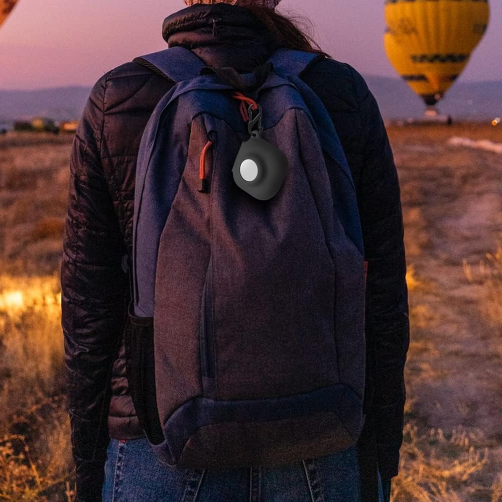 Geiomoo 2 in 1 Silicone Case Compatible with Beats Fit Pro and Air Tag, Protective Cover with Carabiner (Black-1) - Image 6