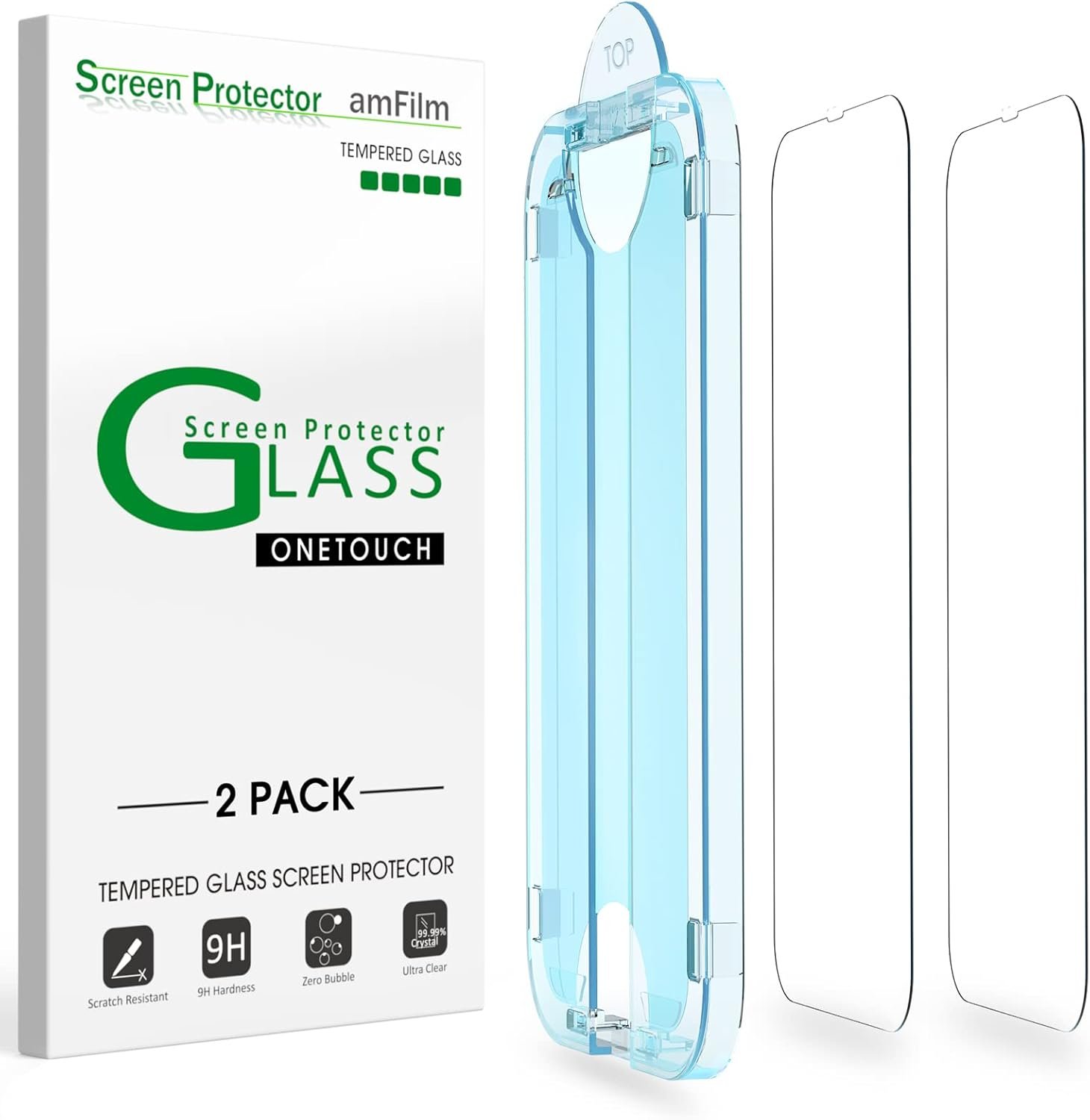 amFiIm Tempered Glass Screen Protector for iPhone 14 6.1"/iPhone 13/iPhone 13 Pro 6.1", Easy OneTouch Installation, Auto-alignment, Bubble Free Case Friendly, Anti-Scratch - Image 2