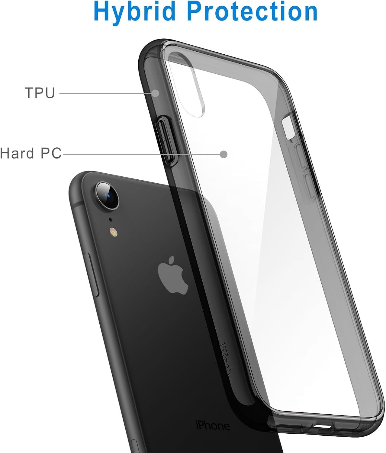 JETech Case for iPhone XR 6.1-Inch, Non-Yellowing Shockproof Phone Bumper Cover, Anti-Scratch Clear Back (Black) - Image 7