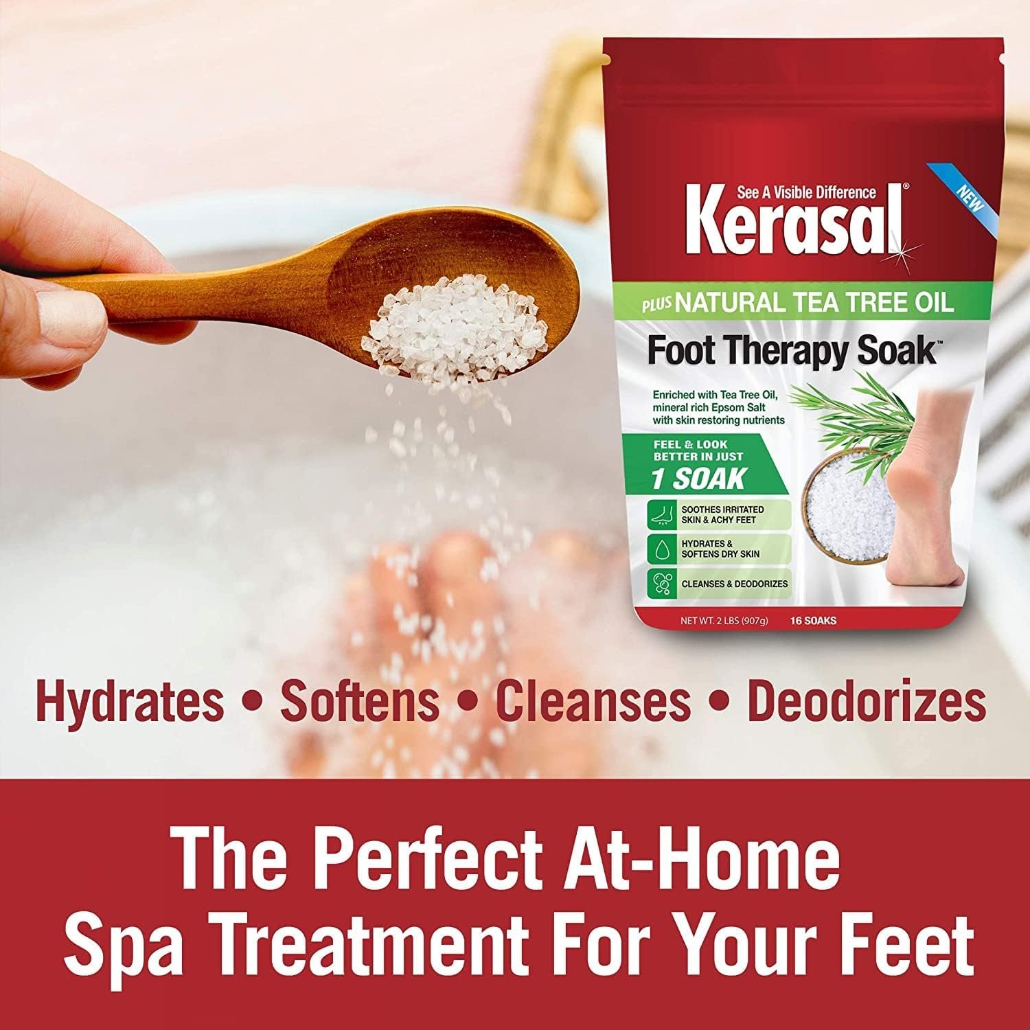 Kerasal Foot Therapy Soak, Foot Soak for Achy, Tired and Dry Feet, 2 lbs and Kerasal Nighttime Intensive Repair Foot Masks, Foot Mask for Cracked Heels and Dry Feet, Two Pairs - Image 8