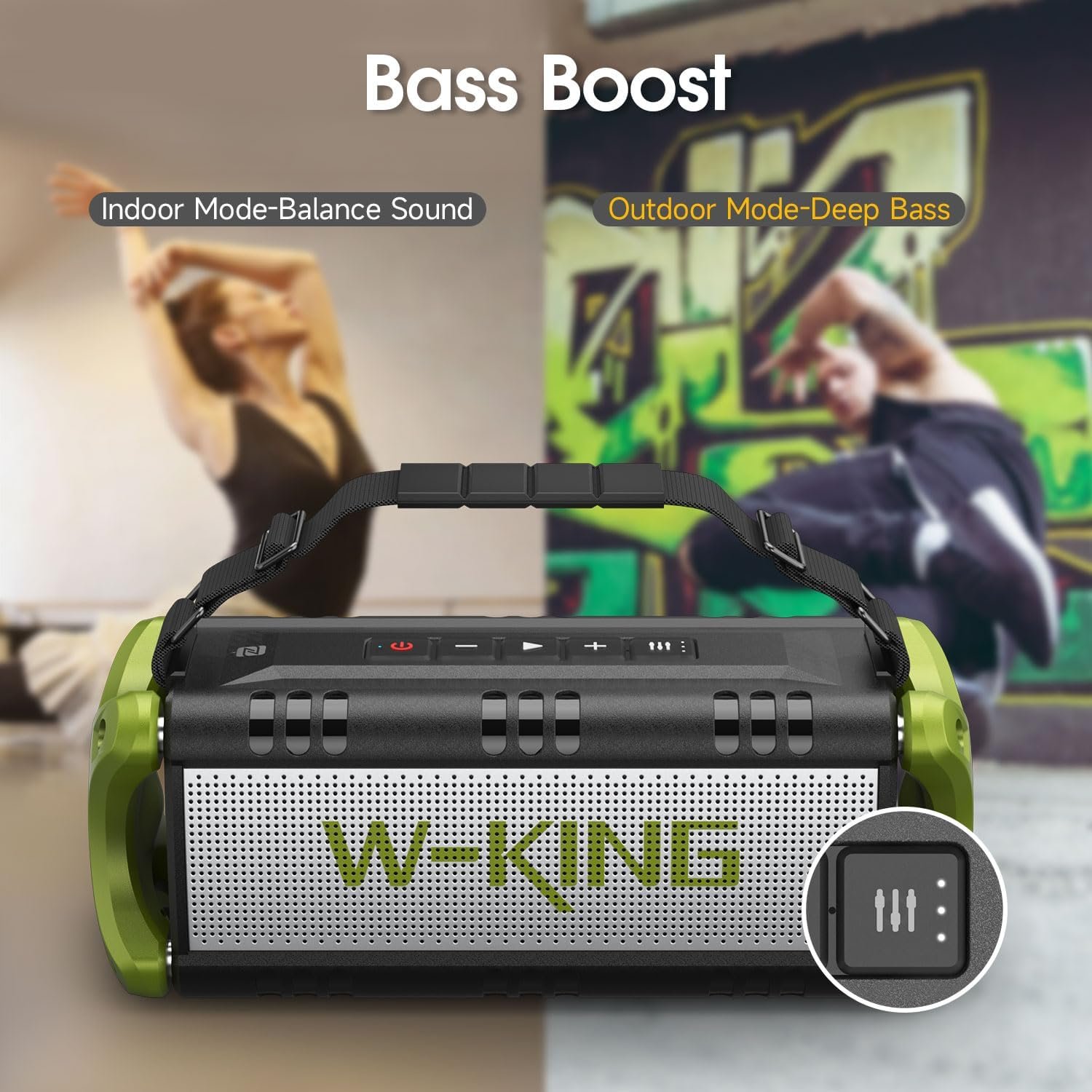 W-KING Bluetooth Speaker, 90W Peak 50W RMS Portable Speakers Bluetooth Wireless Loud, IPX6 Waterproof Outdoor Large Bluetooth Speaker Subwoofer/Bass Boost/DSP/40H Playtime/Stereo Pairing/Power Bank/TF - Image 7