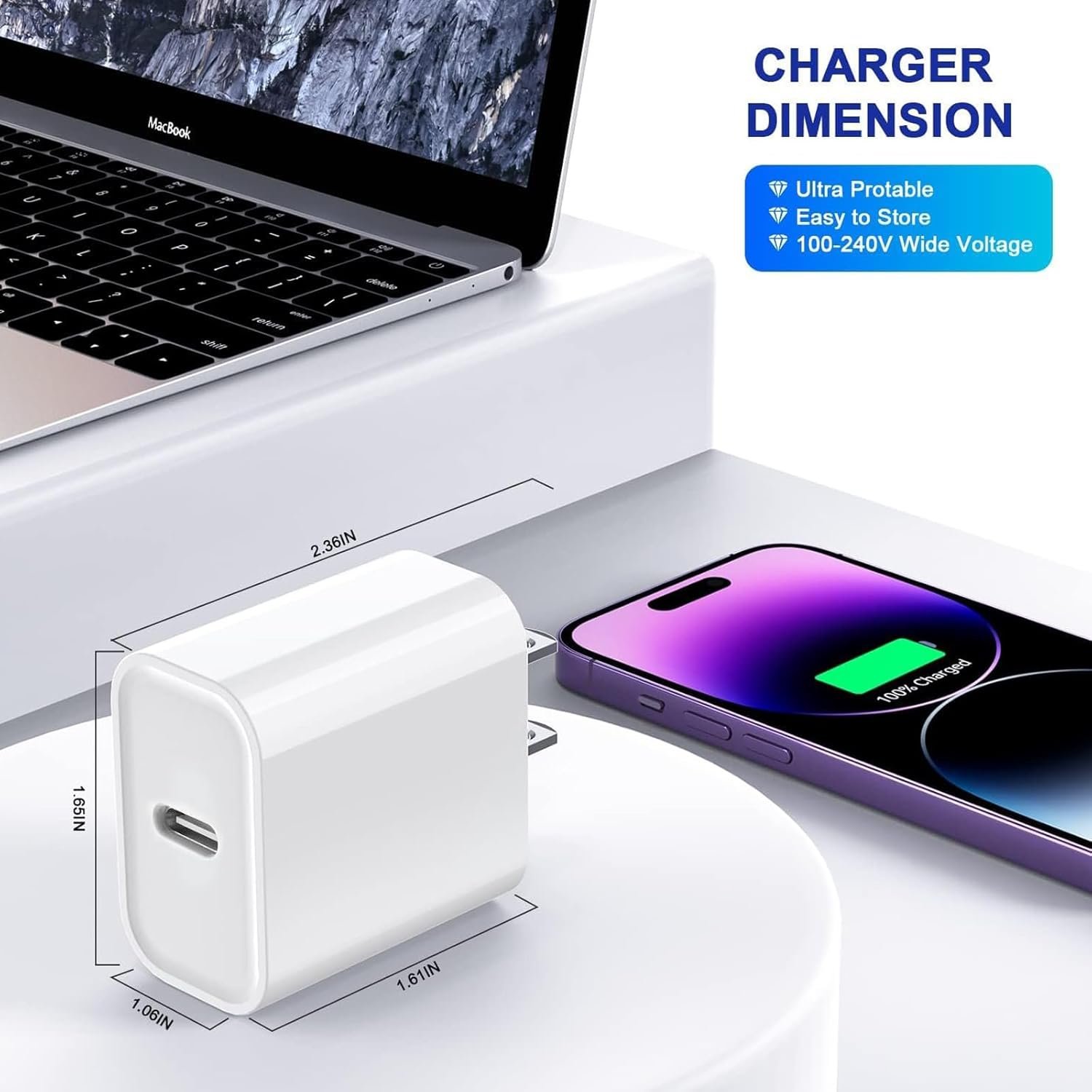 iPhone Charger Fast Charging 10 FT, PD 20W USB C Wall Charger Block with 10FT Long Type C to Lightning Fast Charging Data Sync Cable Compatible with iPhone 14 13 12 11 XS XR X 8 iPad - Image 7
