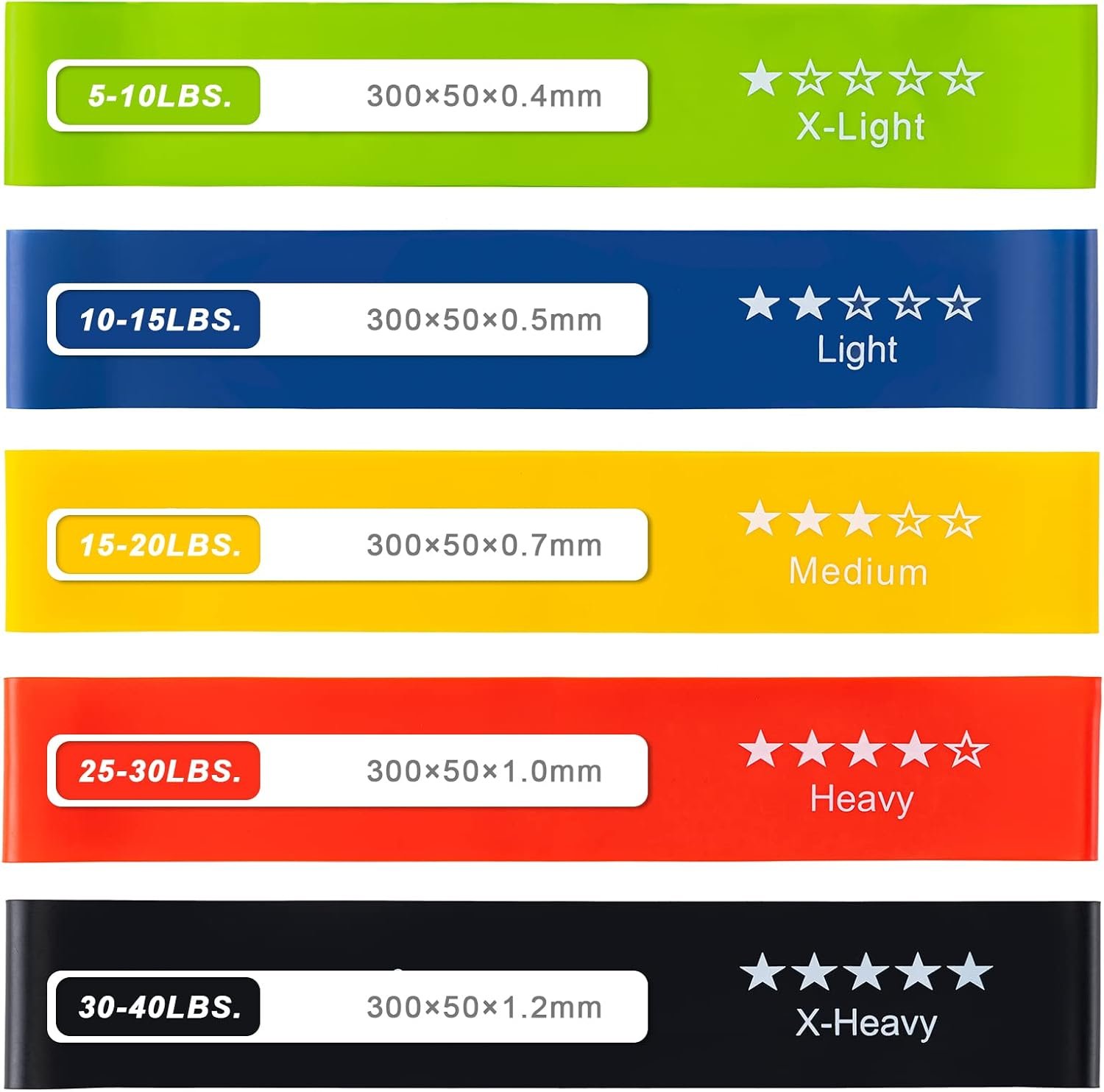 Resistance Bands for Working Out, Exercise Bands with 5 Resistance Levels Fit for Home Fitness, Strength Training, Natural Latex Resistance Band Include Instruction Guide and Carry Bag.… - Image 4