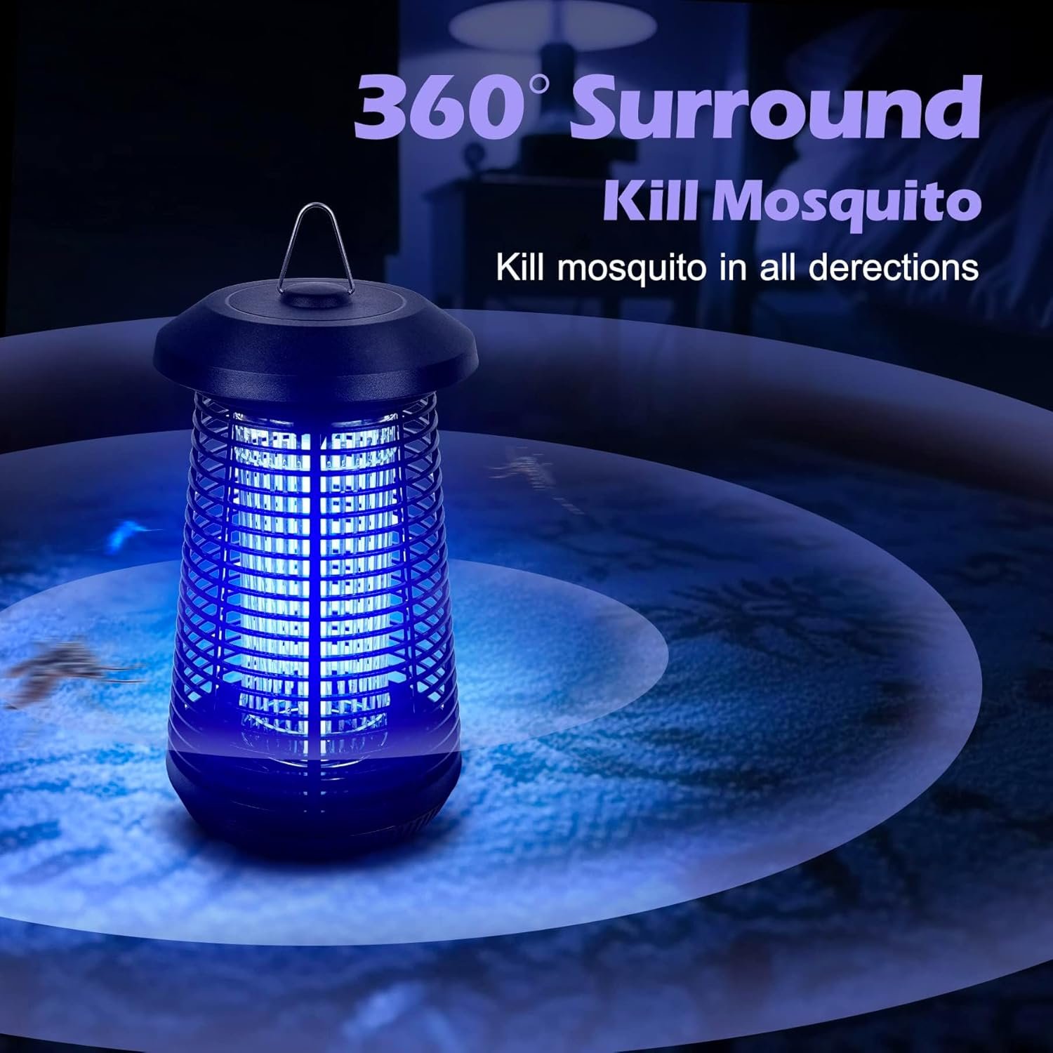 Bug Zapper Outdoor, Electric Mosquito Zapper,Fly Zapper,Odorless and Physical Mosquito Killer,Bug Zapper Indoor with Waterproof Non-Toxic,4000V Electric Fly Zapper for Backyard Patio Home - Image 3