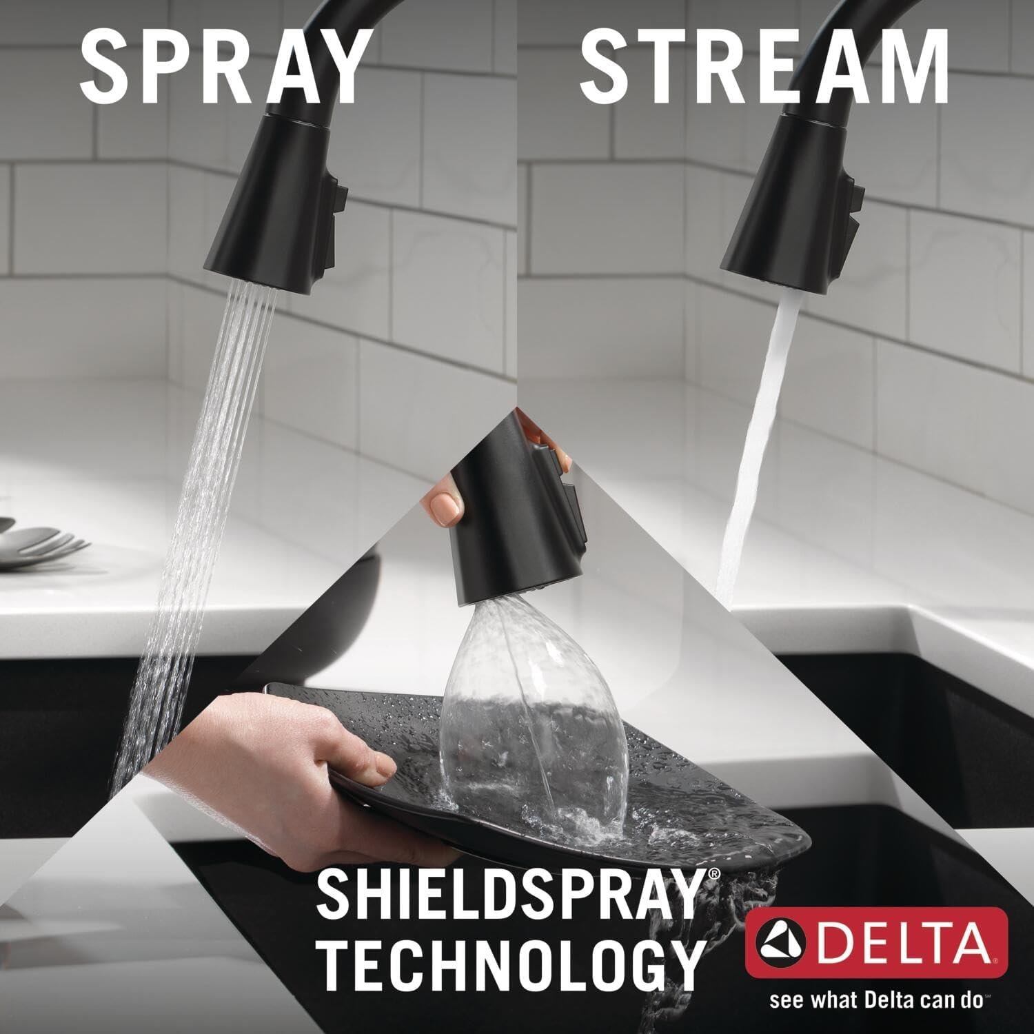 Delta Faucet Lenta Matte Black Kitchen Faucet Black, Kitchen Faucets with Pull Down Sprayer, Kitchen Sink Faucet, Faucet for Kitchen Sink, Magnetic Docking Spray Head, Matte Black 19802Z-BL-DST - Image 7