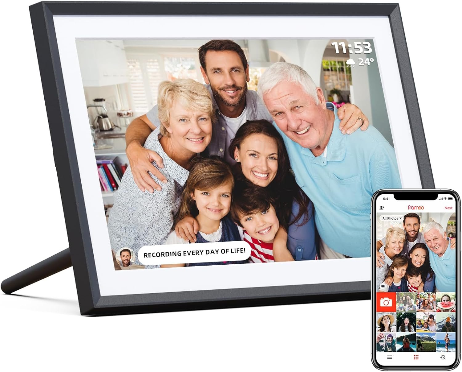 ARZOPA Frameo Digital Picture Frame 10.1 Inch Smart WiFi Digital Photo Frame 32GB with 1280x800 IPS Touch Screen, Auto-Rotate and Slideshow, Easy Setup to Share Photos Or Videos from Anywhere Anytime - Image 2