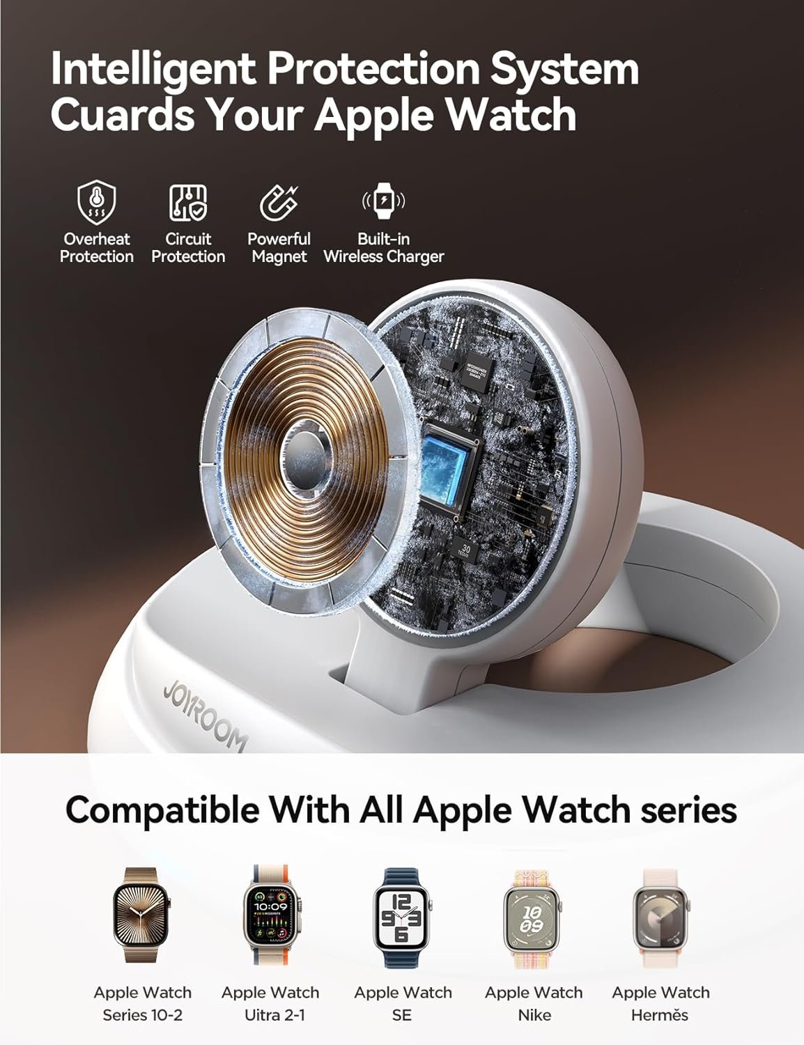 JOYROOM for Apple Watch Charger Stand,Portable Magnetic iwatch Charger with Charging Cord,Foldable Apple Watch Fast Charger for Apple Watch Series10/9/8/7/6/5/SE/Ultra 2,Support Nightstand Mode,White - Image 6