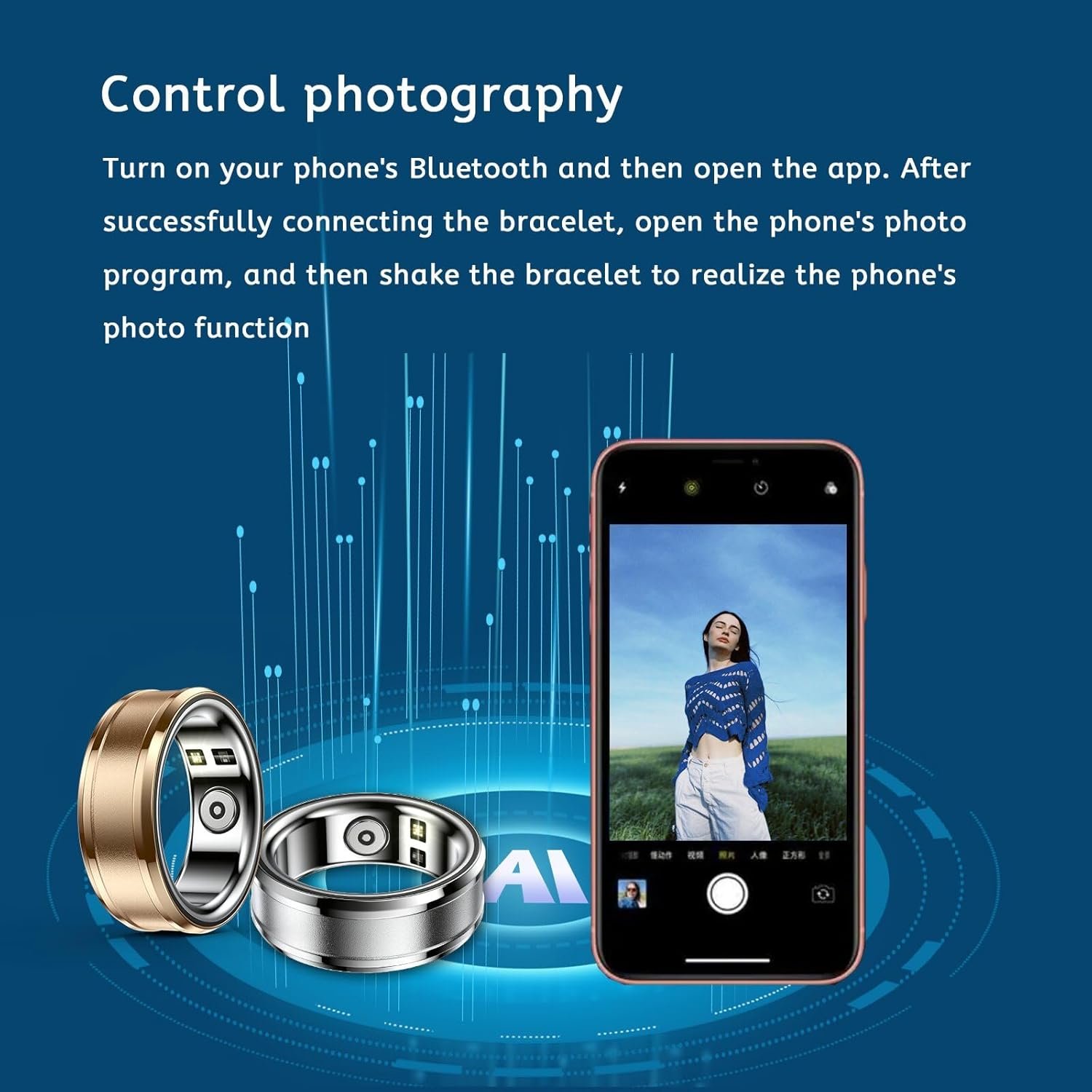 Smart Ring, Smart Ring Health Tracker, IP68 Waterproof Fitness Tracker Ring, No App Subscription with Heart Rate, Blood Oxygen, and Activity Tracking (Silver, 9#) - Image 4