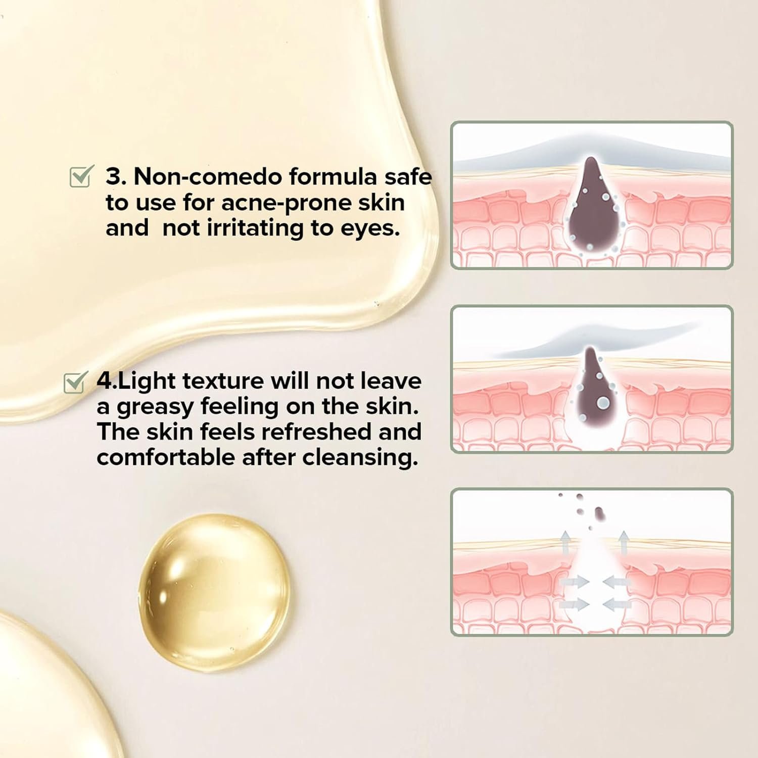 Deep Cleansing Facial Oil, Makeup Remover for Blackhead and Pores, Oil Control Melts Makeup Face Cleanser, Light & Non-Greasy, Soothes & Nourishes Skin 3.5 fl. oz - Image 5