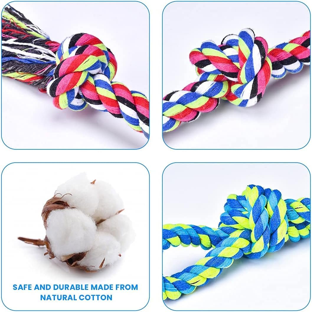 Feeko Dog Rope Toys for Large and Medium Aggressive Chewers, 2 Pack Heavy Duty Dog Rope Toy for Large Breed, Indestructible Dog Chew Toys, Tug of War Dog Toy, 100% Cotton Teeth Cleaning - Image 4