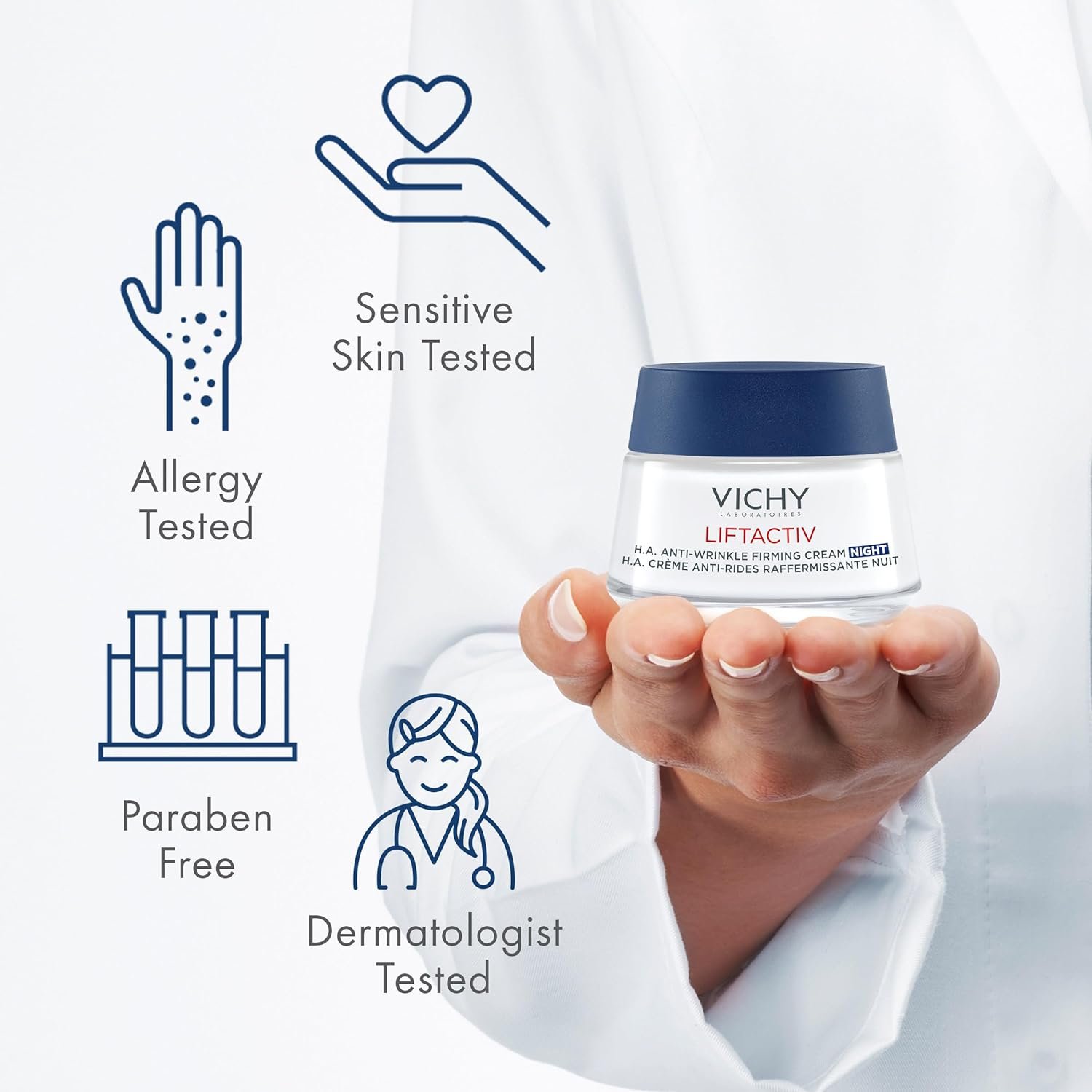 Vichy LiftActiv Supreme Night Cream, Anti Aging Face Cream with Vitamin C & Rhamnose to Firm & Brighten, Suitable for Sensitive Skin - Image 5