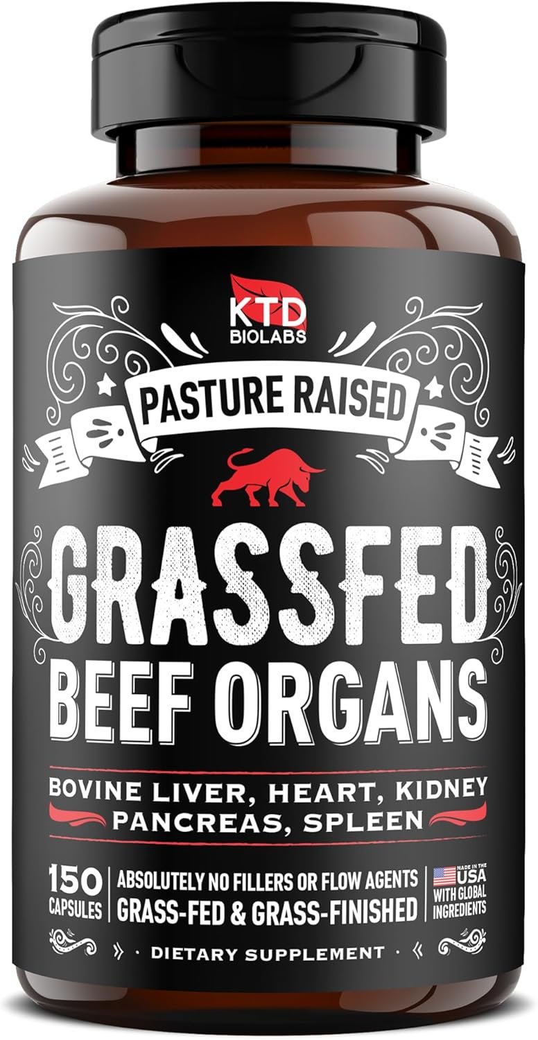 Grass Fed Beef Organ Supplement - Supports Whole Body Wellness 3000mg - with Desiccated Beef Liver, Heart, Kidney, Pancreas, Spleen - Organ Complex for Energy, Immune & Digestive Health (150 Capsules) - Image 2