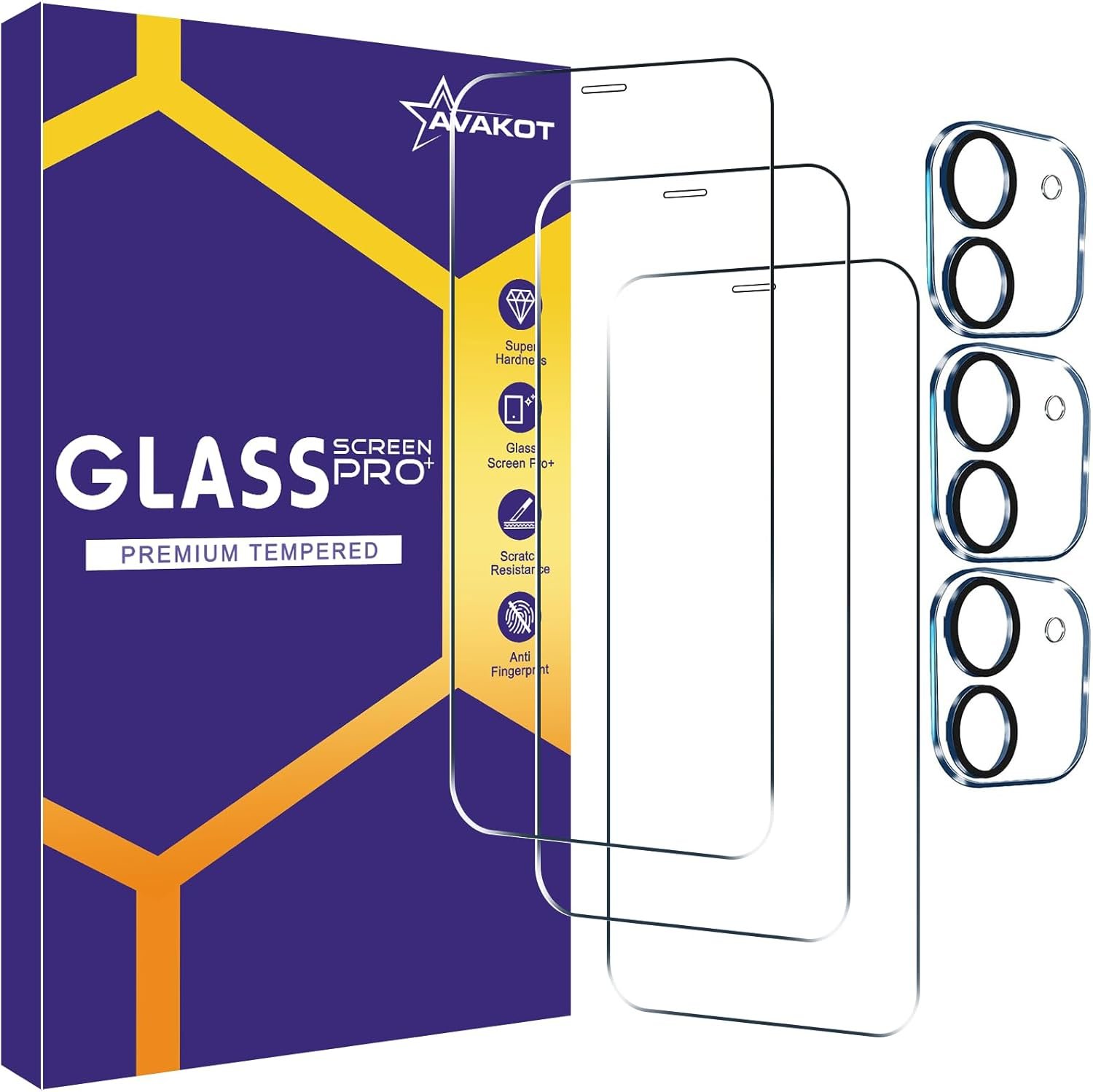 avakot-3 Pack Screen Protector for iPhone 11 6.1 Inch with 3 Pack Camera Lens Protector, 9H Hardness Tempered Glass Film for iPhone 11, Case Friendly, Bubble Free - Image 2