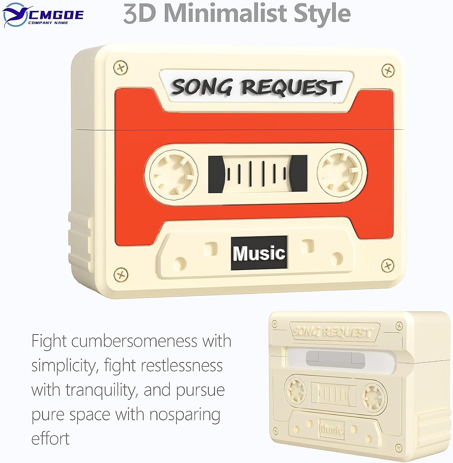 Cassette Tape Case Cover for AirPods Pro 2nd Generation,Look Back Past,Enjoy Future,Shock Resistant,Washable,Scratch Proof,with Cleaning Kit&Beautiful Lanyard (Classic White) - Image 6