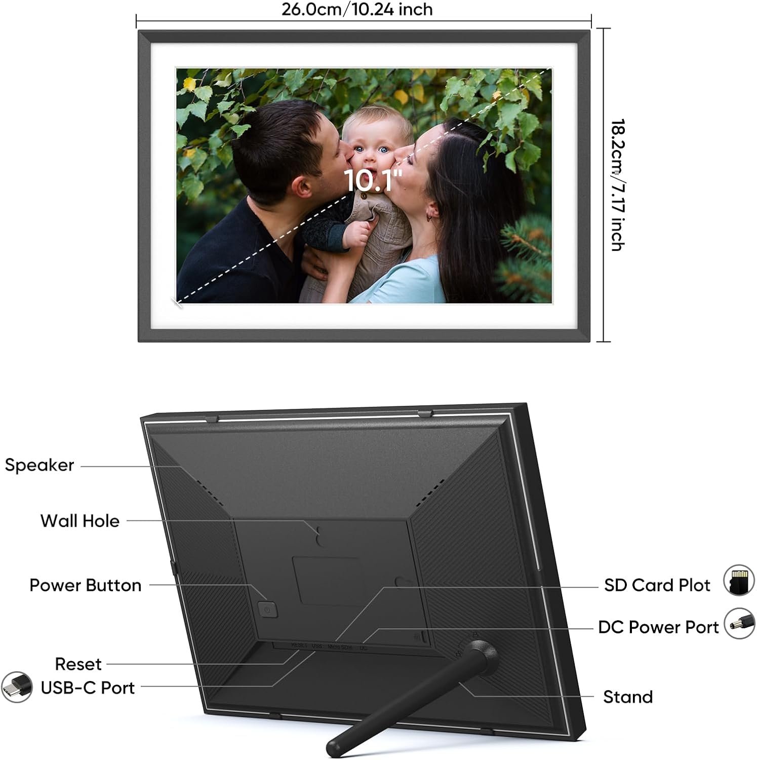 ARZOPA Frameo Digital Picture Frame 10.1 Inch Smart WiFi Digital Photo Frame 32GB with 1280x800 IPS Touch Screen, Auto-Rotate and Slideshow, Easy Setup to Share Photos Or Videos from Anywhere Anytime - Image 10