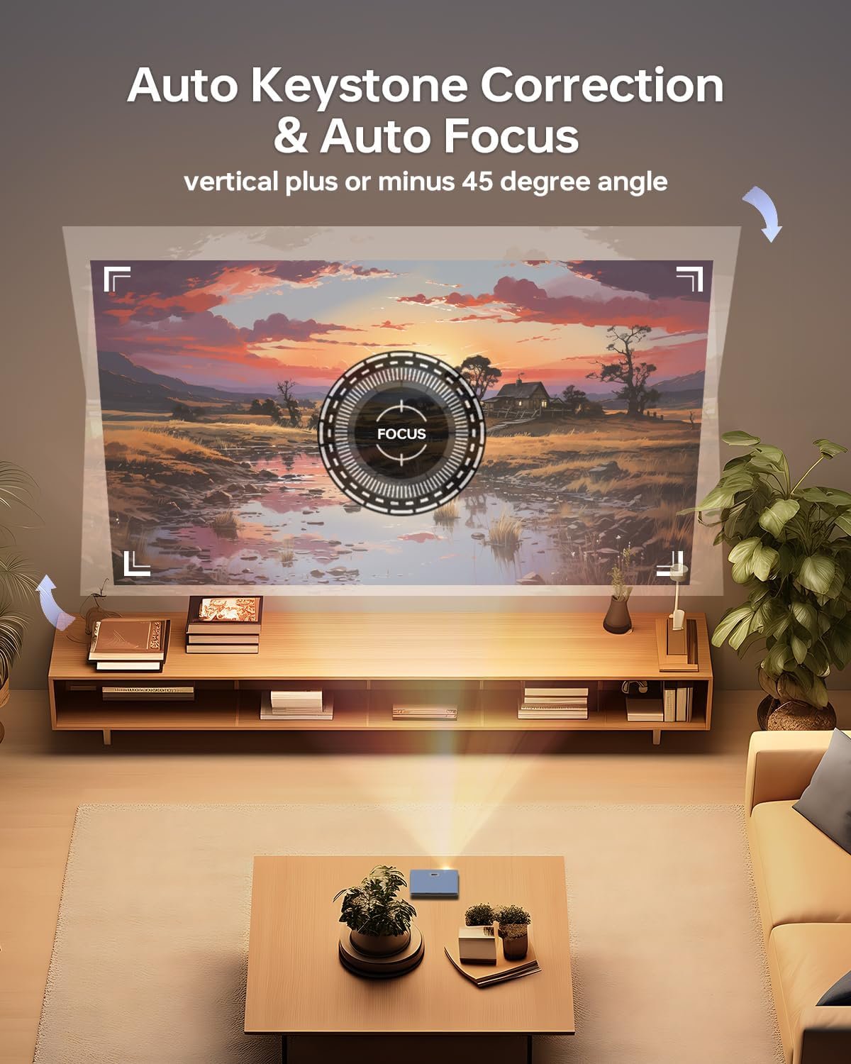 Mini Projector,DLP Projector with Wifi and Blutooth,Electric Focus & Auto Vertical Keystone Portable Projector ,1080P Supported HD Projector for iPhone,Android,HDMI,USB,Fire TV Stick-Blue - Image 5