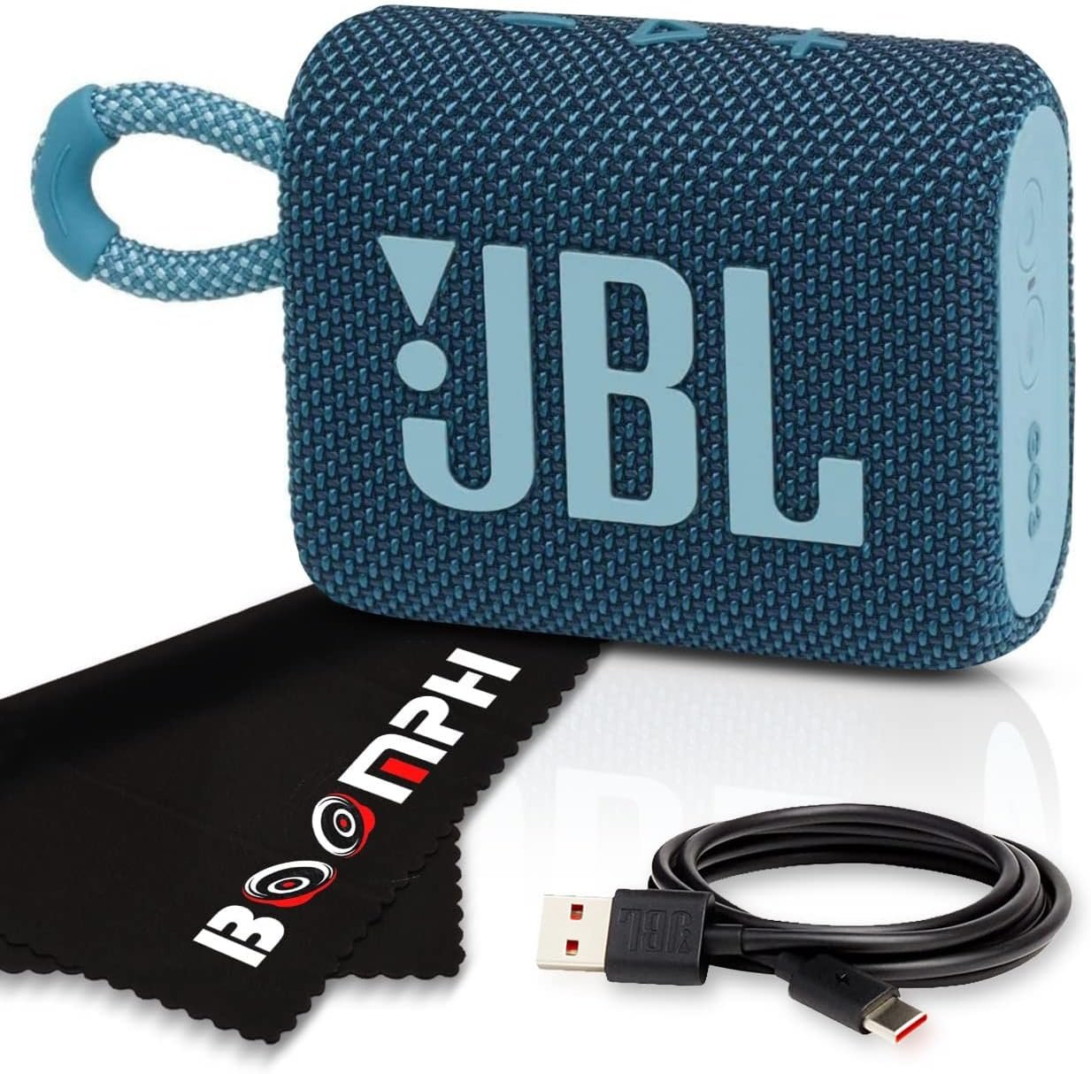 Boomph On-The-Go Kit: JBL Go 3 Portable Bluetooth Wireless Speaker, IP67 Waterproof and Dustproof Built-in Battery - Blue - Image 2