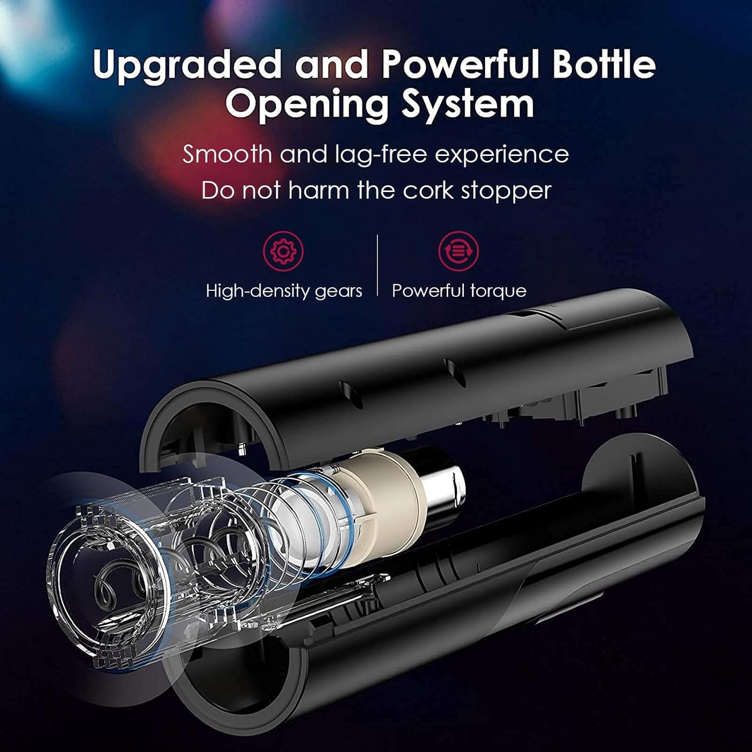 Electric Wine Opener Set - Automatic Corkscrew Opener with Foil Cutter, Pourer, and Vacuum Stoppers - Battery Operated - 4-in-1 Wine Accessories Kit-for Wine Lovers - Image 5