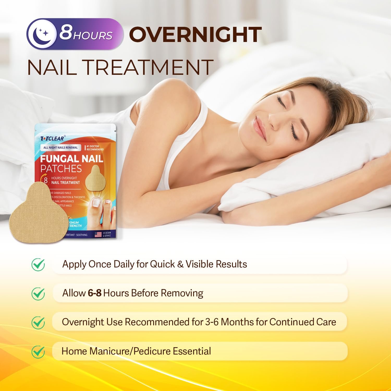 Fungal Nail Patches: Nail Fungus Relief - Toenail Fungus Relief - Nighttime Renewal Fungal Nail Patches - Nail Fungus Improvement - Overnight Nail Repair - 8-Hour Nighttime Renewal - 21 PCS - Image 4