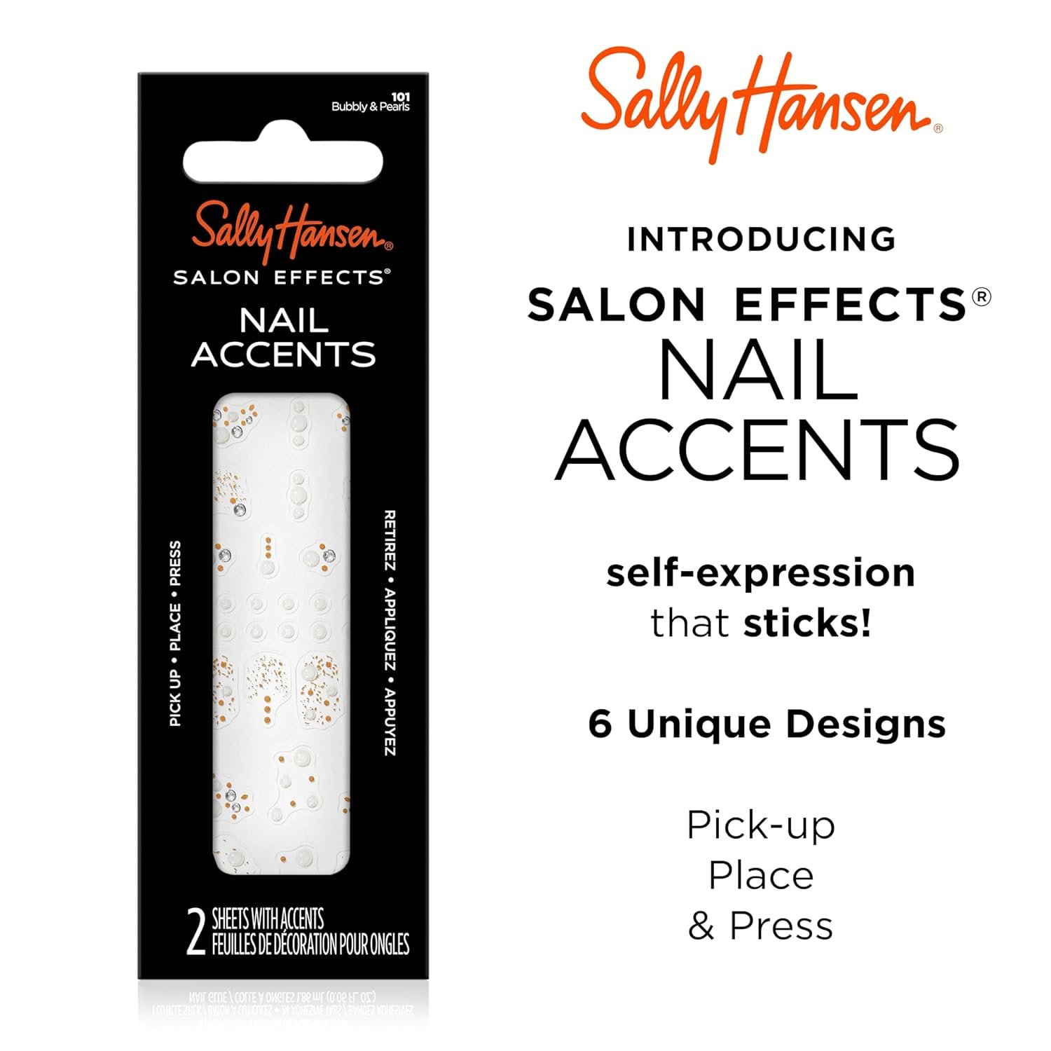 Sally Hansen Salon Effects Nail Accents, Bubbly & Pearls, Nail Art Decals, Easy to Use, No Commitment, Use On Nail Polish or Bare Nails, Mix and Match Styles - Image 5