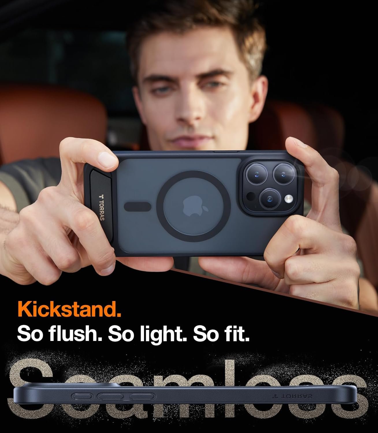 TORRAS Strong Magnetic & Seamless Stand for iPhone 15 Pro Max Case, Fit for MagSafe, Mil-Grade Drop Protection, Adjustable Kickstand Phone Case for iPhone 15 Pro Max, Slim Frosted Matte Black - Image 7