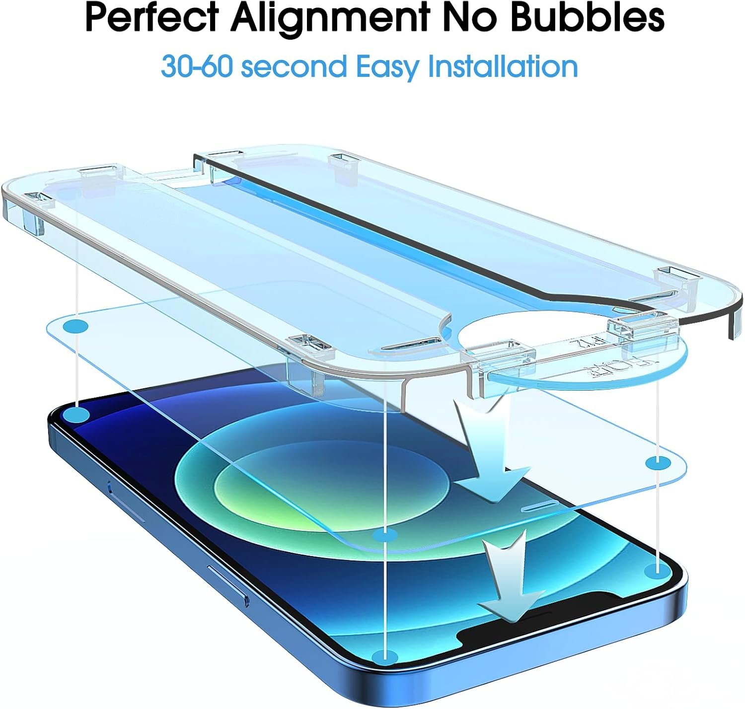 amFilm OneTouch Glass Screen Protector for iPhone 12 6.1"/ iPhone 12 Pro 6.1" with Easy Installation Kit, Tempered Glass, 2 Pack - Image 3