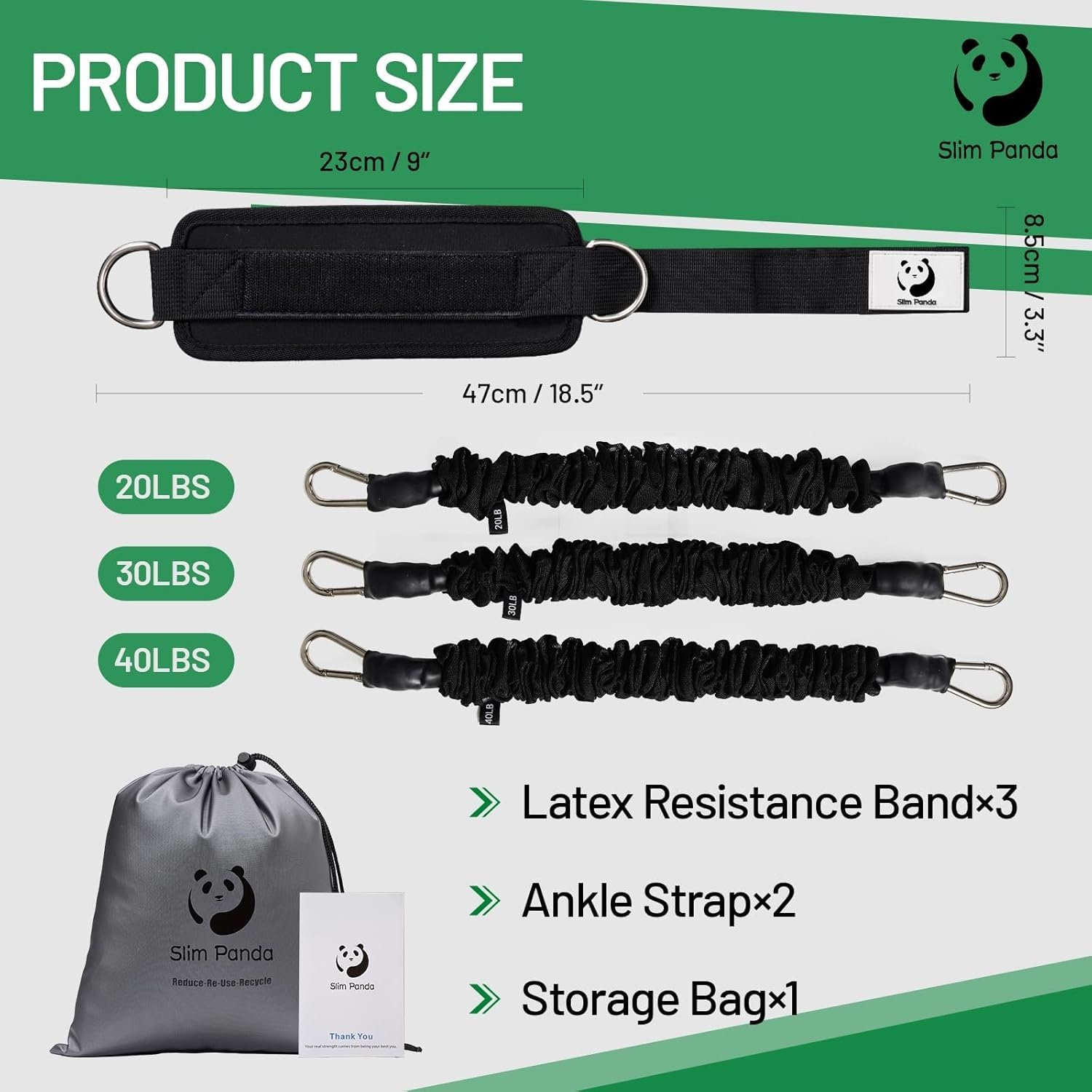 Slim Panda Ankle Resistance Bands with Cuffs,Leg Resistance Bands for Booty Workout Equipment for Kickbacks Hip Fitness Training - Image 7