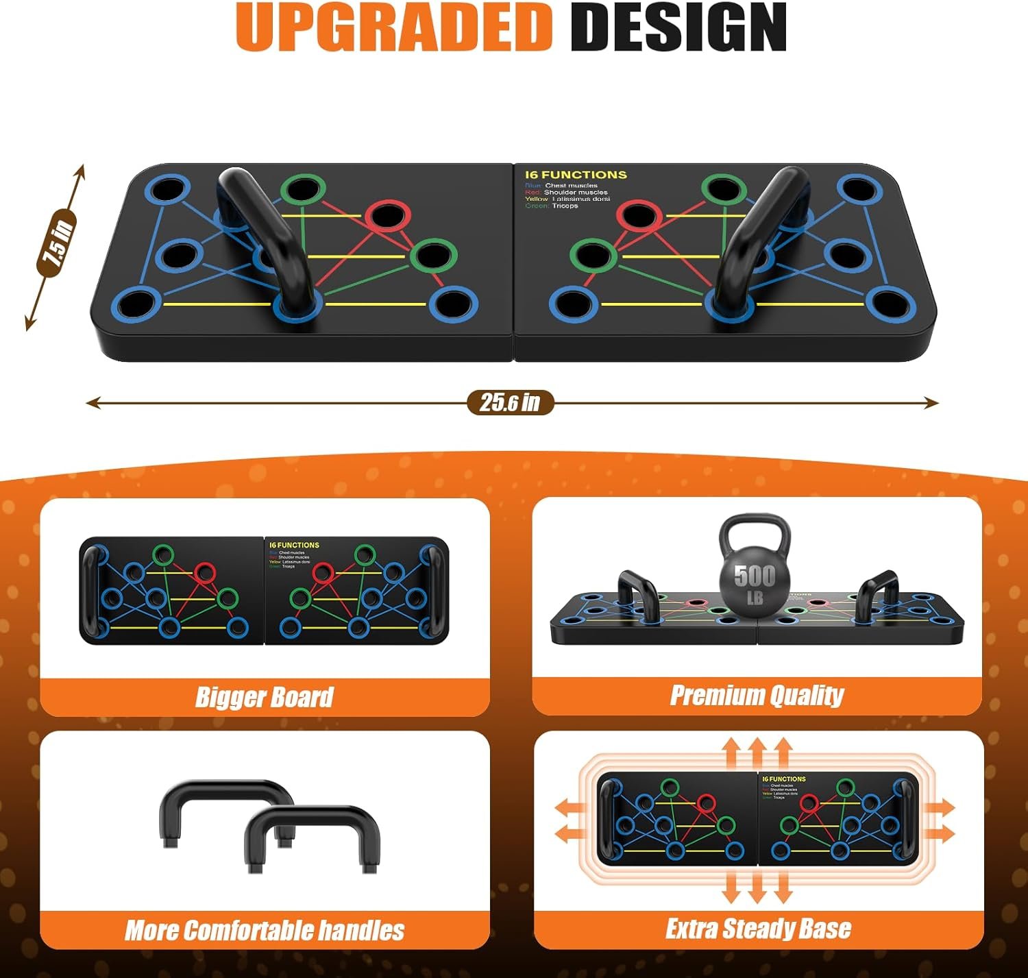 Push Up Board: 20-in-1 Foldable Home Workout Equipment Strength Training Pushup Stands, Durable ABS with Anti-Slip Grips Portable for Home Office Gym Full-Body Exercise for Men & Women, Ideal Gift for friend - Image 7