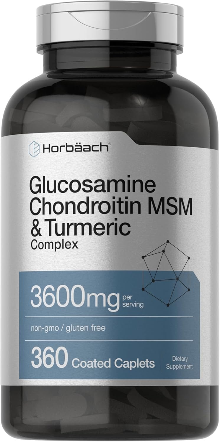 Horbäach Glucosamine Chondroitin MSM | 3600 mg | 360 Caplets | Advanced Formula with Turmeric | Non-GMO, Gluten Free - Image 2