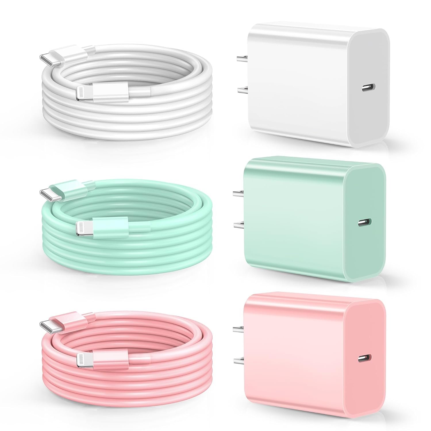 Dayaoncy for Phone Charger Fast Charging, Upgarded 20W USB C Wall Charger with 3Pack 10FT USB C to Lightning Cable, Phone Cable Fast Charging Compatible withi Phone 14/13/12/12 Pro Max/11/Xs Max/XR - Image 2