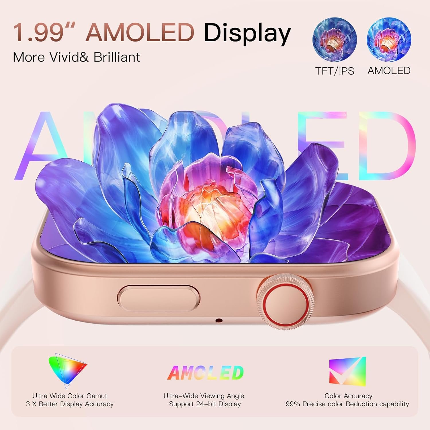 Tensky Smart Watch for Women Android & iOS, AI Voice, 1.99" AMOLED Fitness Tracker with Bluetooth Call, 3ATM Waterproof Heart Rate/Sleep/SpO2 Monitor, Pedometer, 100+ Sport Modes, 12 Days Battery Life - Image 3