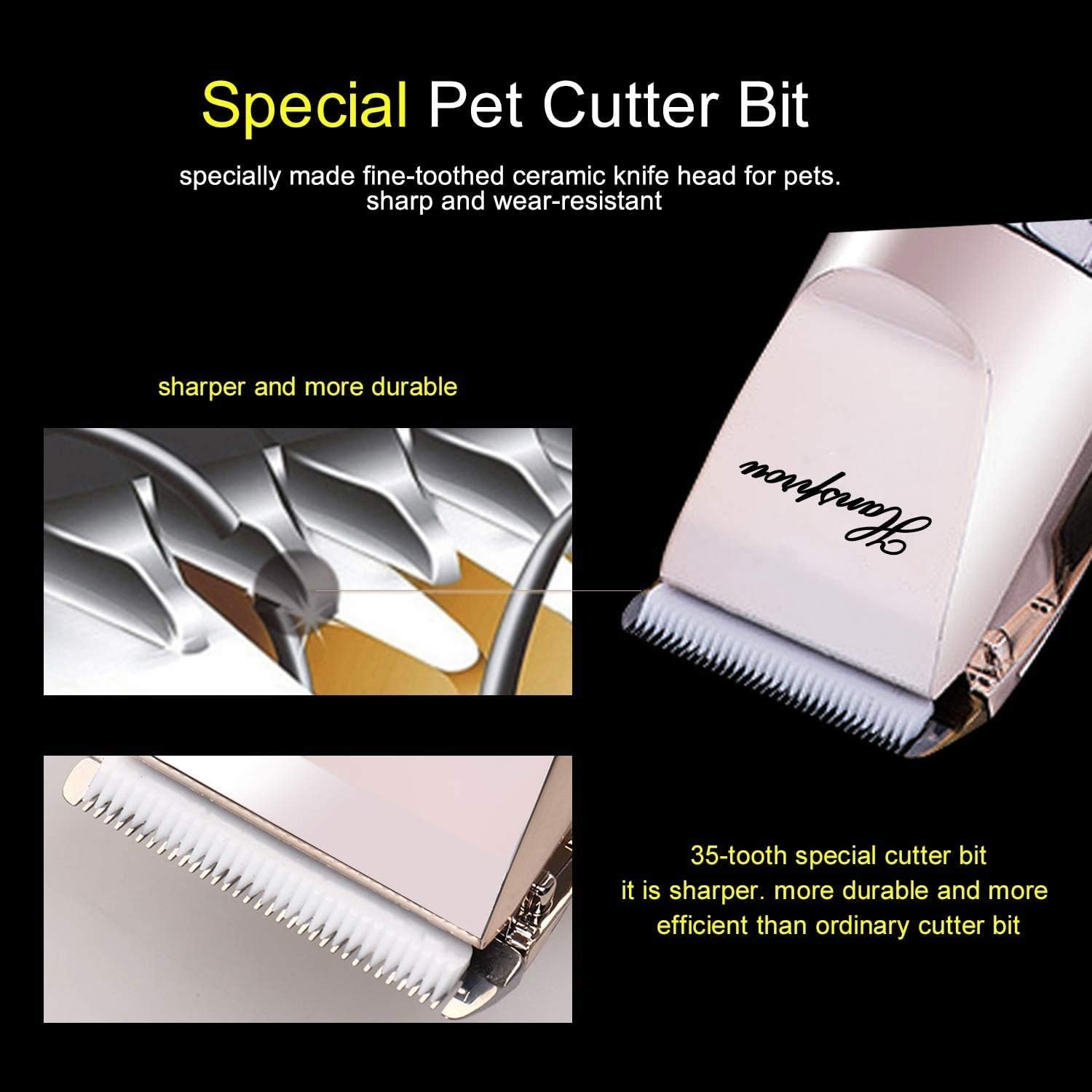 Dog Clippers for Grooming, 12V Dog Hair Clipper, Professional Heavy Duty Pet Grooming Clipper Corded Pet Hair Trimmer for Thick Coats with Guard Combs Brush for Dogs Cats - Image 5