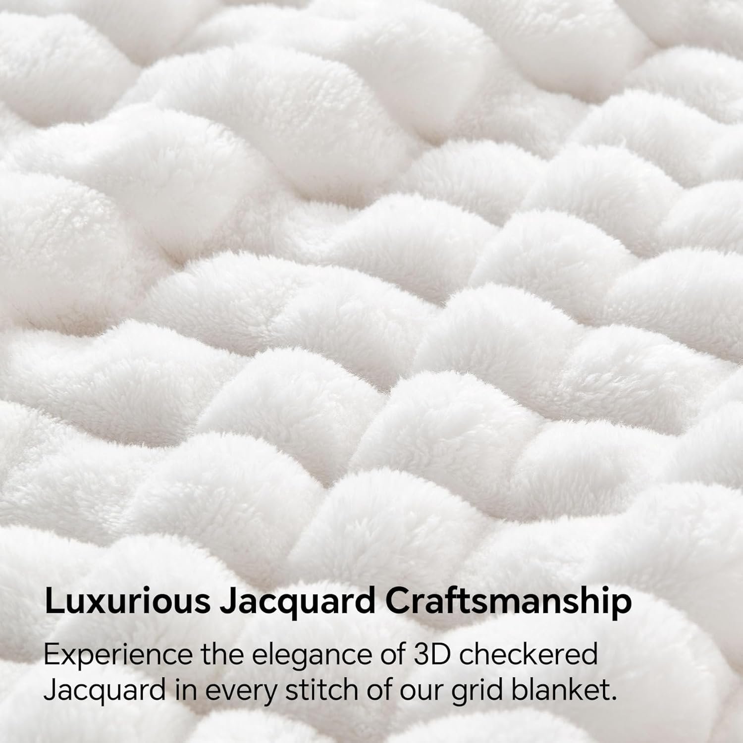 BEDELITE White Throw Blanket for Couch and Bed- Super Soft and Warm 3D Checkered Fluffy Fuzzy Fleece Blanket, Luxurious Plush Cozy Blanket for Room Decor Fall and Winter, 50x60 inches - Image 4