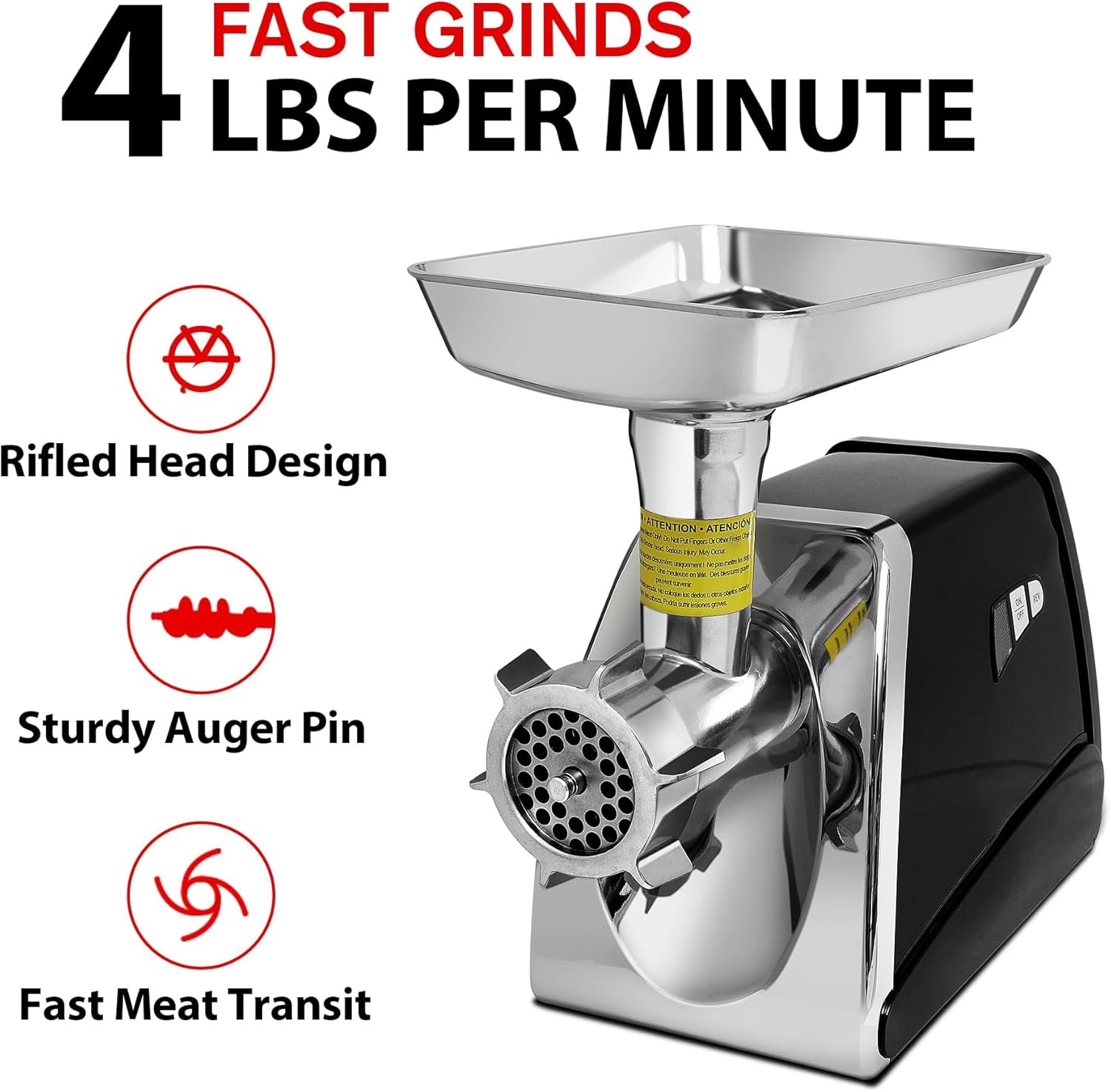 #8 Electric Meat Grinder, 575 Watt, Stainless Steel, Electric Meat Grinder Machine, Sausage Making, Ideal for Household Occasional Use, Black - Image 3