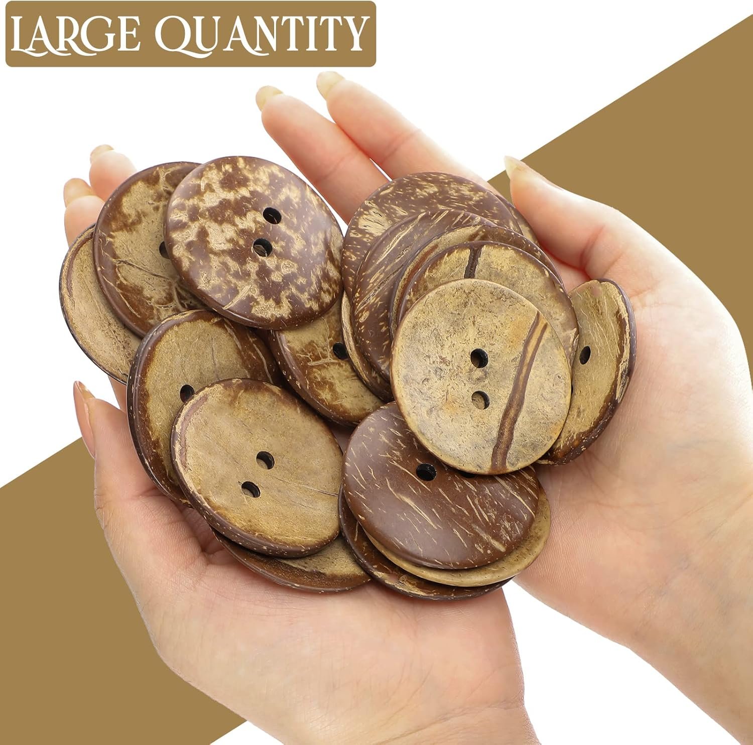 Riceshoot 20 Pcs 2 Inches Coconut Shell Buttons Coconut 2 Holes Button Sewing Buttons for Shirt DIY Crafts Decorations - Image 4