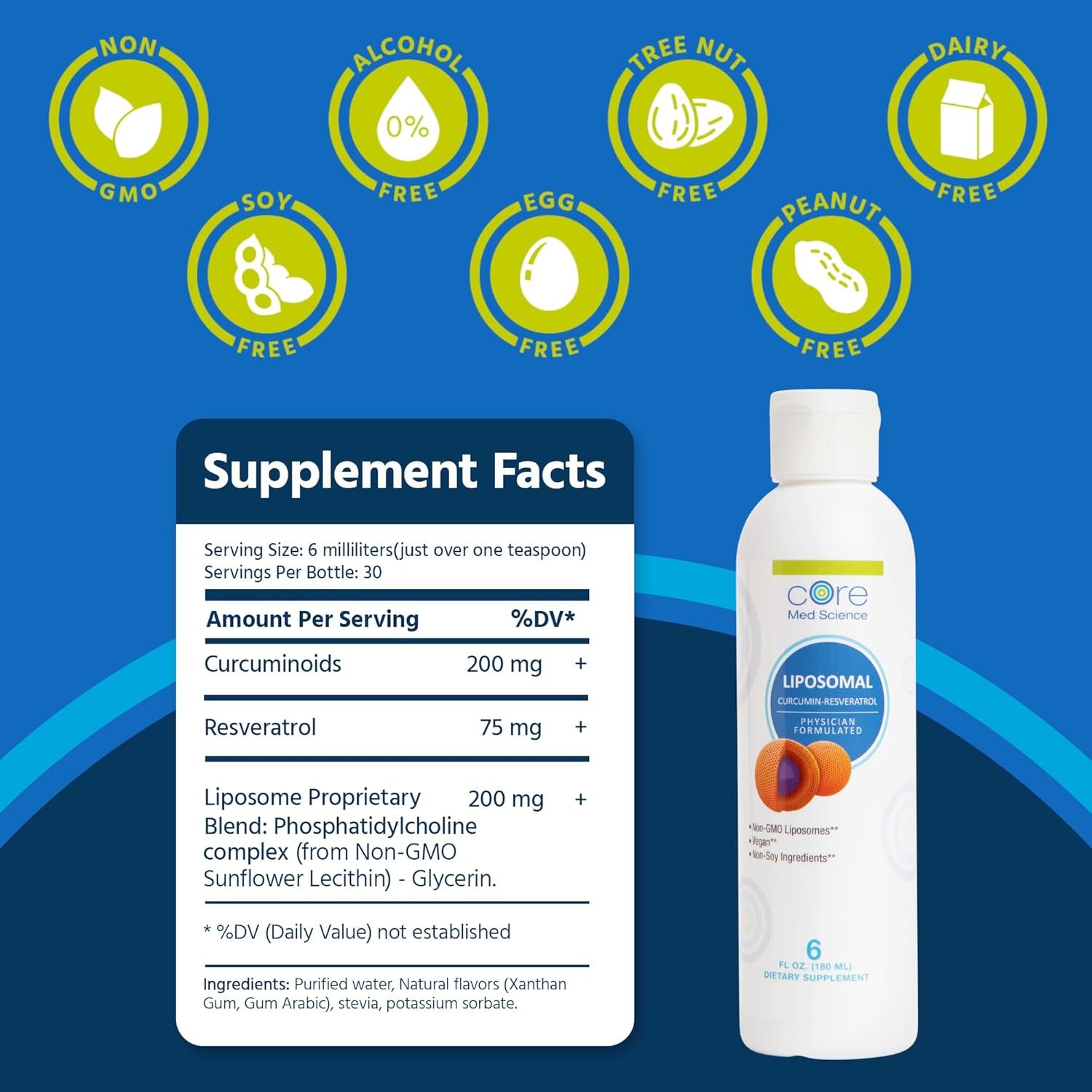 Core Med Science Liposomal Curcumin Resveratrol 200mg Curcumin and 75mg Resveratrol - 6 Fl Oz Liquid - High Absorption Curcumin Supplement - Image 4