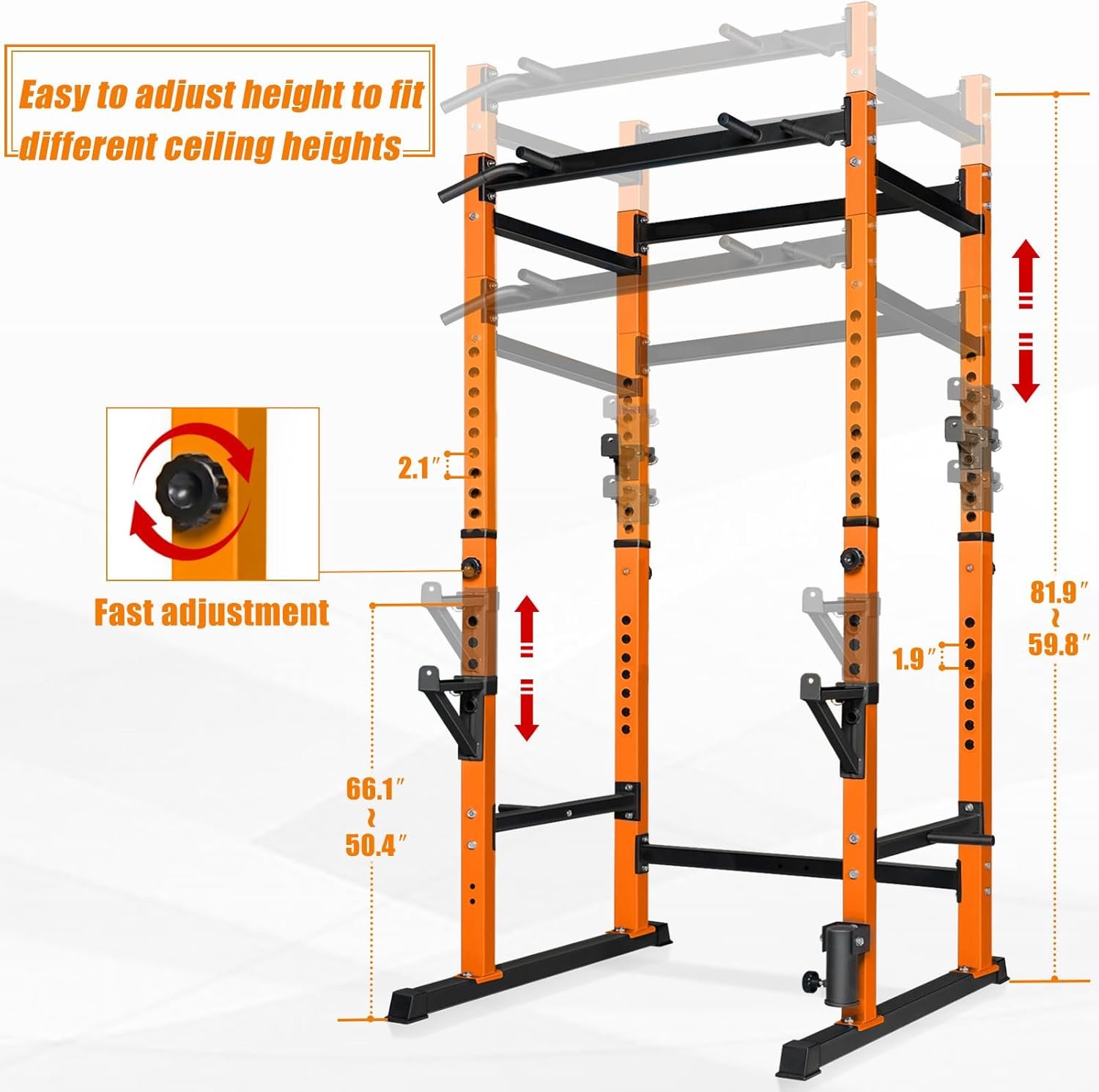 Bongkim Power Rack, Rack Cage for Weight Training, Adjustable Squat Stand Rack for Home Gym Equipment, Lifting Cage with 660lb Capacity - Image 4