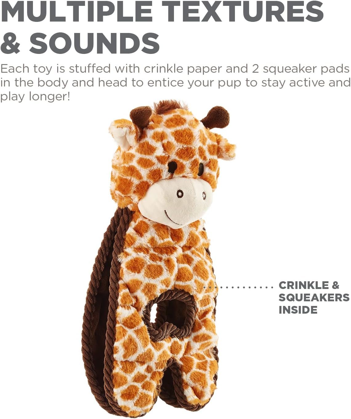 Outward Hound Cuddle Tugs Giraffe Plush Squeaky Dog Toy - Image 7