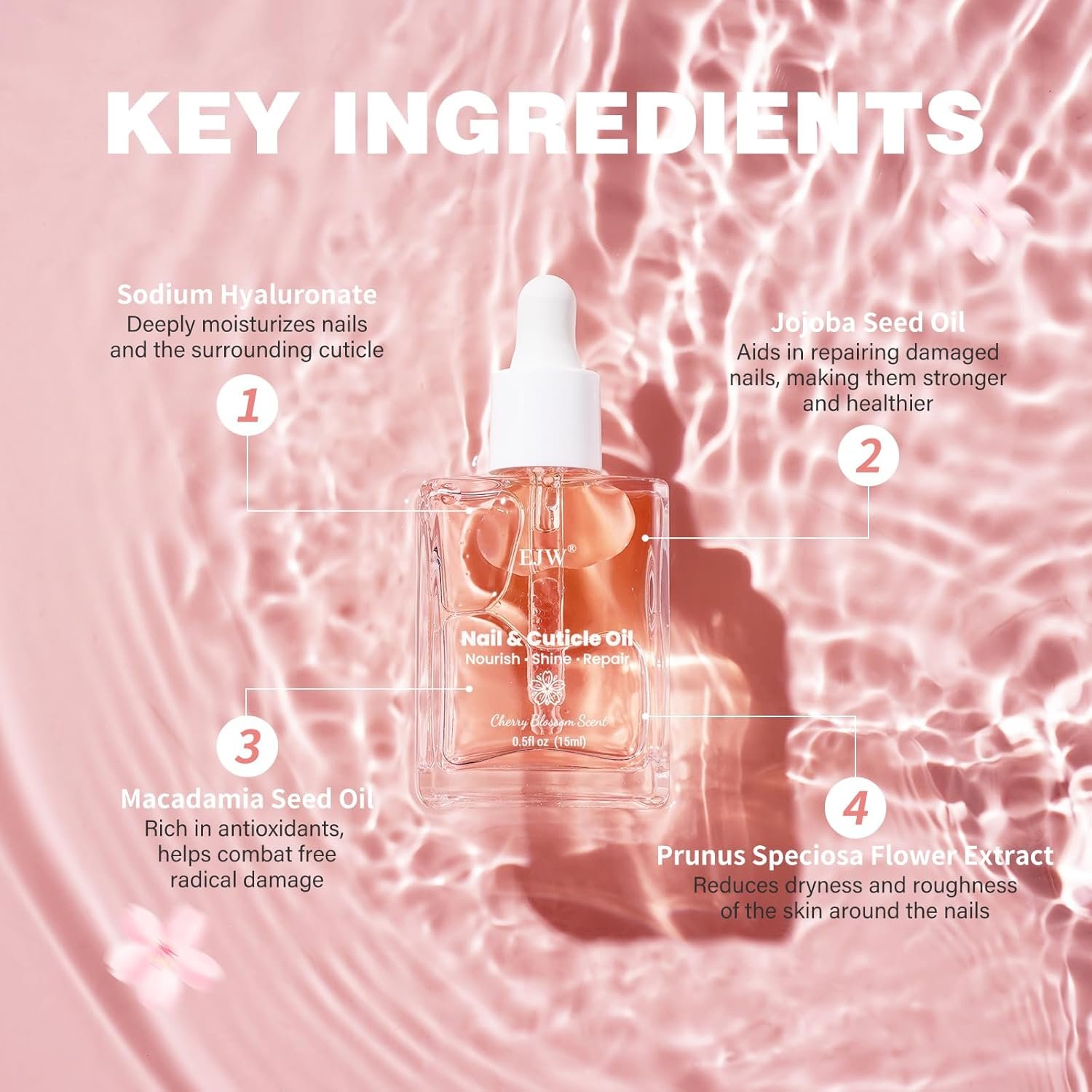 Cherry Blossom Nail & Cuticle Oil - Ultimate Hydration, Repair with Real Cherry Blossom Extract - Paraben-Free, Vegan & Cruelty-Free - 0.5 fl. oz - Image 4