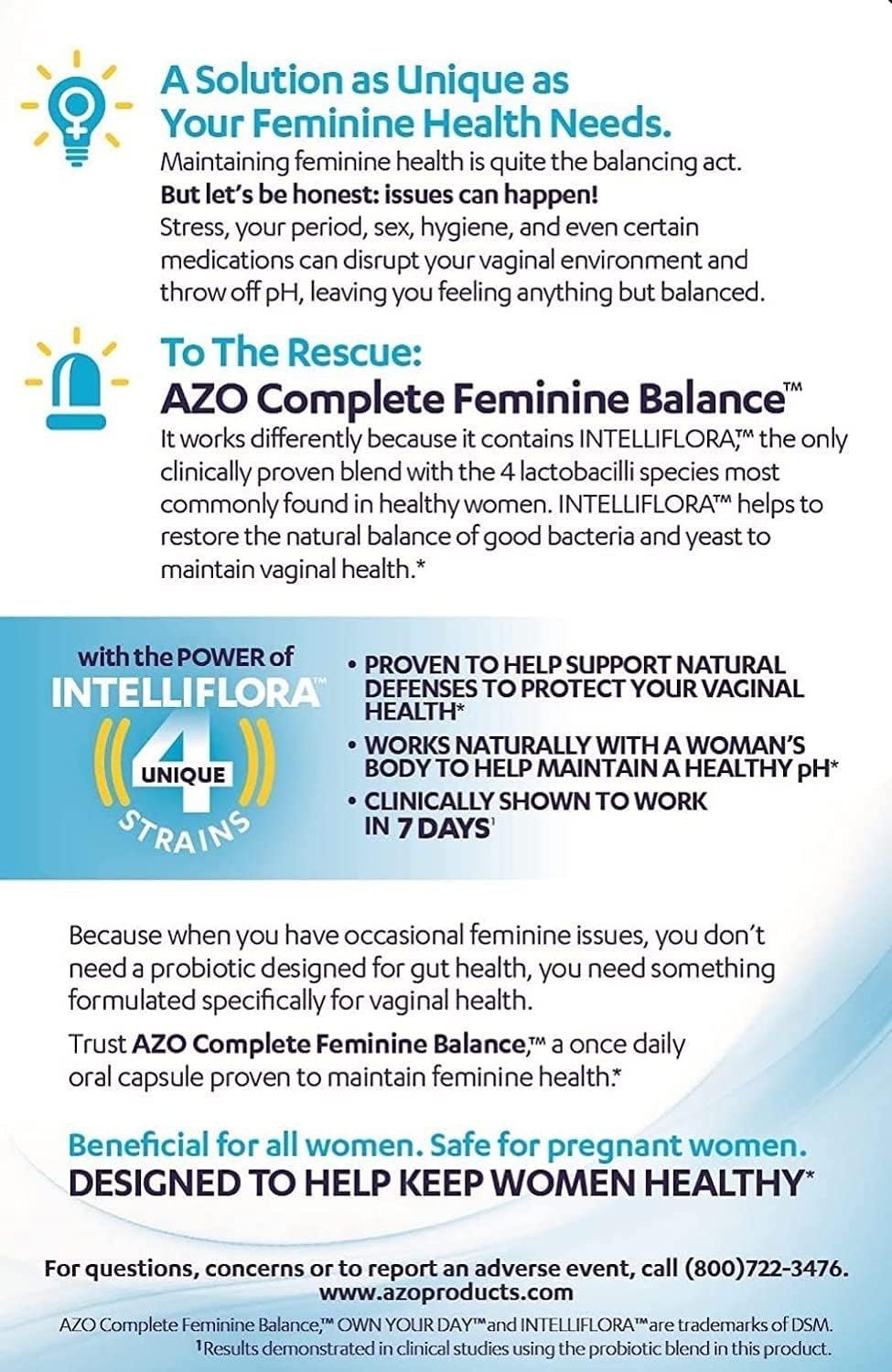 AZO Complete Feminine Balance Daily Probiotics for Women, Clinically Proven to Help Protect Vaginal Health, balance pH and yeast, Non-GMO, 30 Count - Image 7