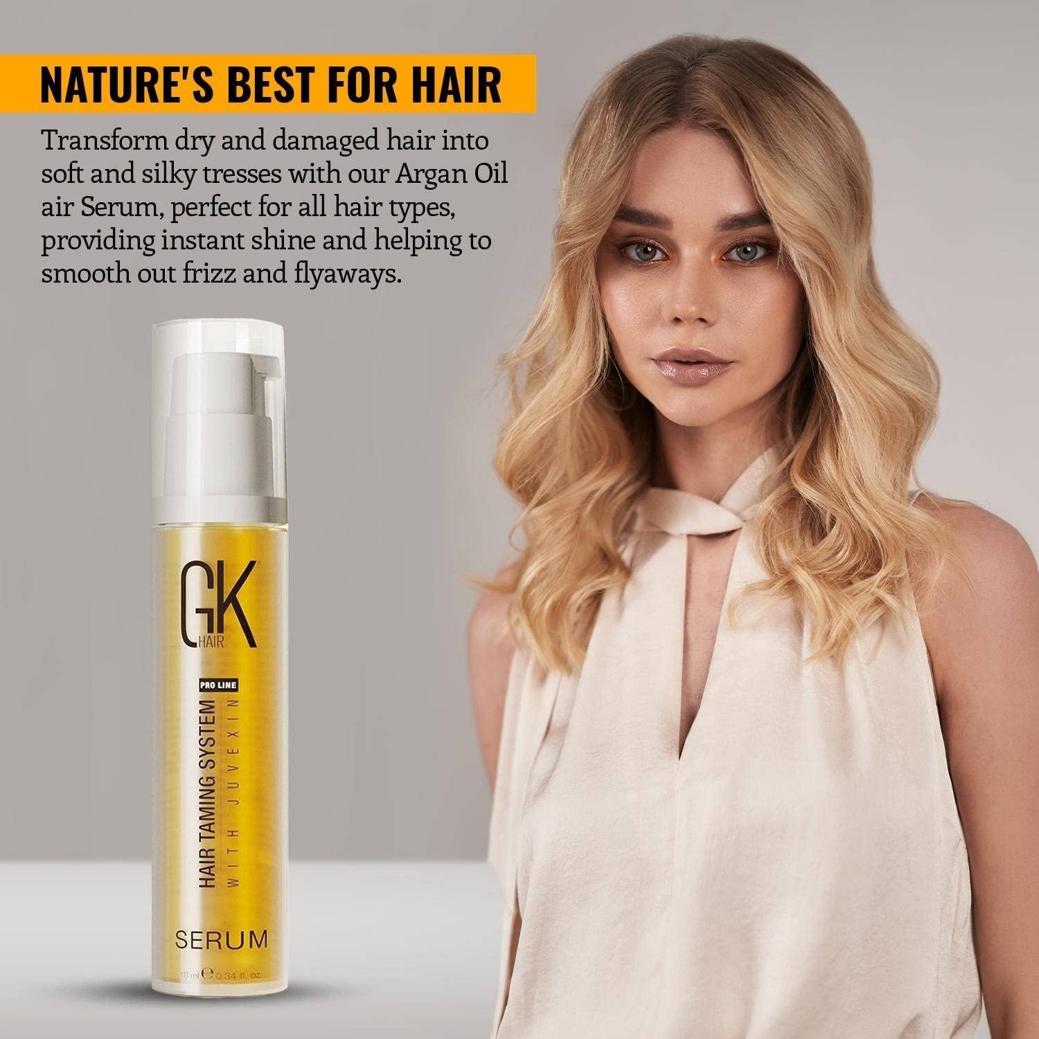GK HAIR Global Keratin 100% Organic Argan Oil Anti Frizz Mini Serum (0.34 Fl Oz/10ml) Styling Smoothing Strengthening Hydrating & Nourishing Heat Protection Shine Frizz Control Dry Damage Hair Repair - Image 3