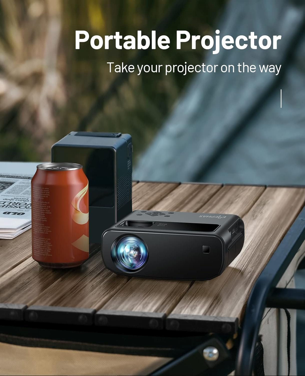 WiFi Projector for iPhone, ELEPHAS 2024 Upgraded Mini Projector with Tripod & Carry Bag, Full HD 1080P Supported, 200" Display Portable Projector, Compatible with iOS/Android/Windows/TV Stick/HDMI/USB - Image 6